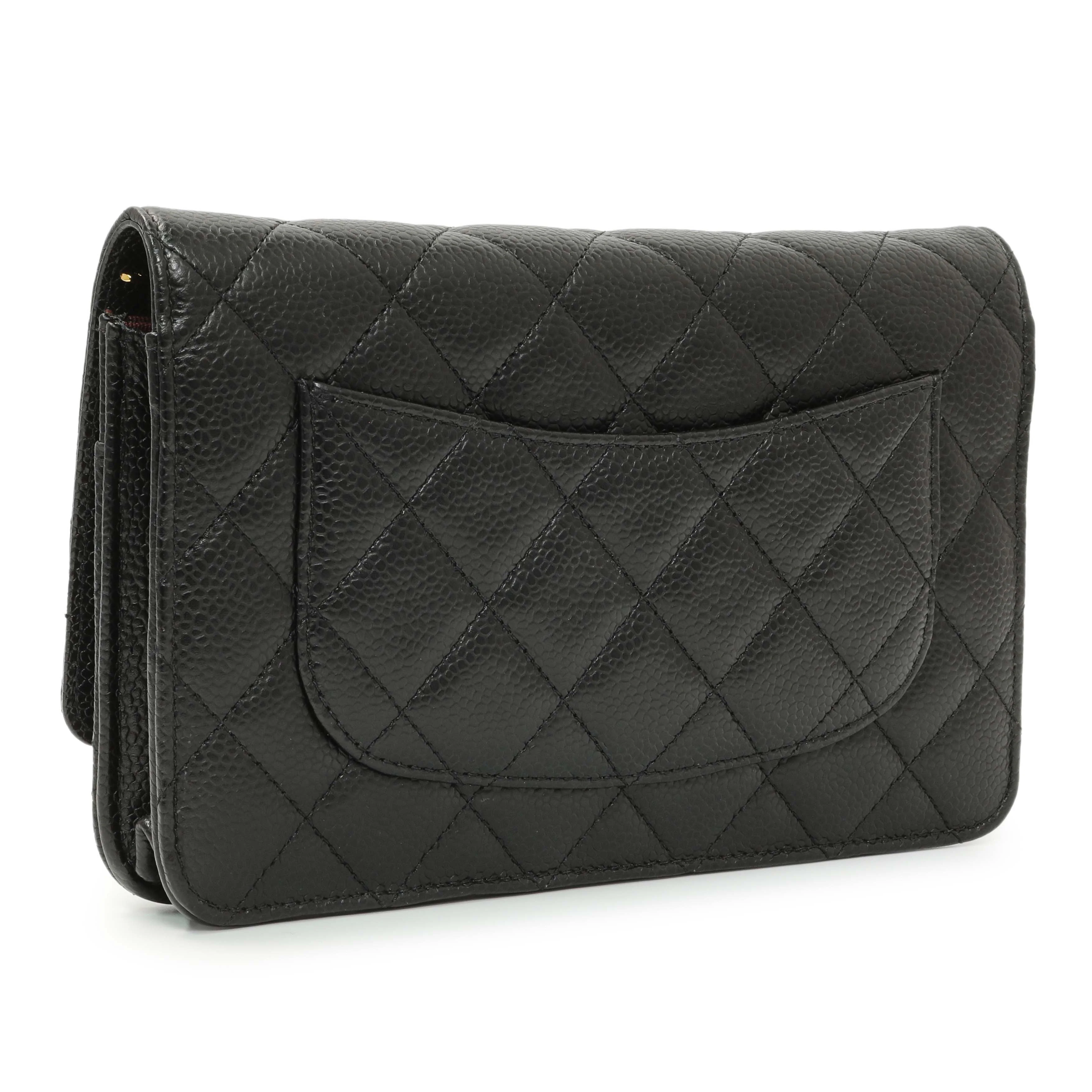 Chanel Black Quilted Caviar Wallet on Chain - Image 2