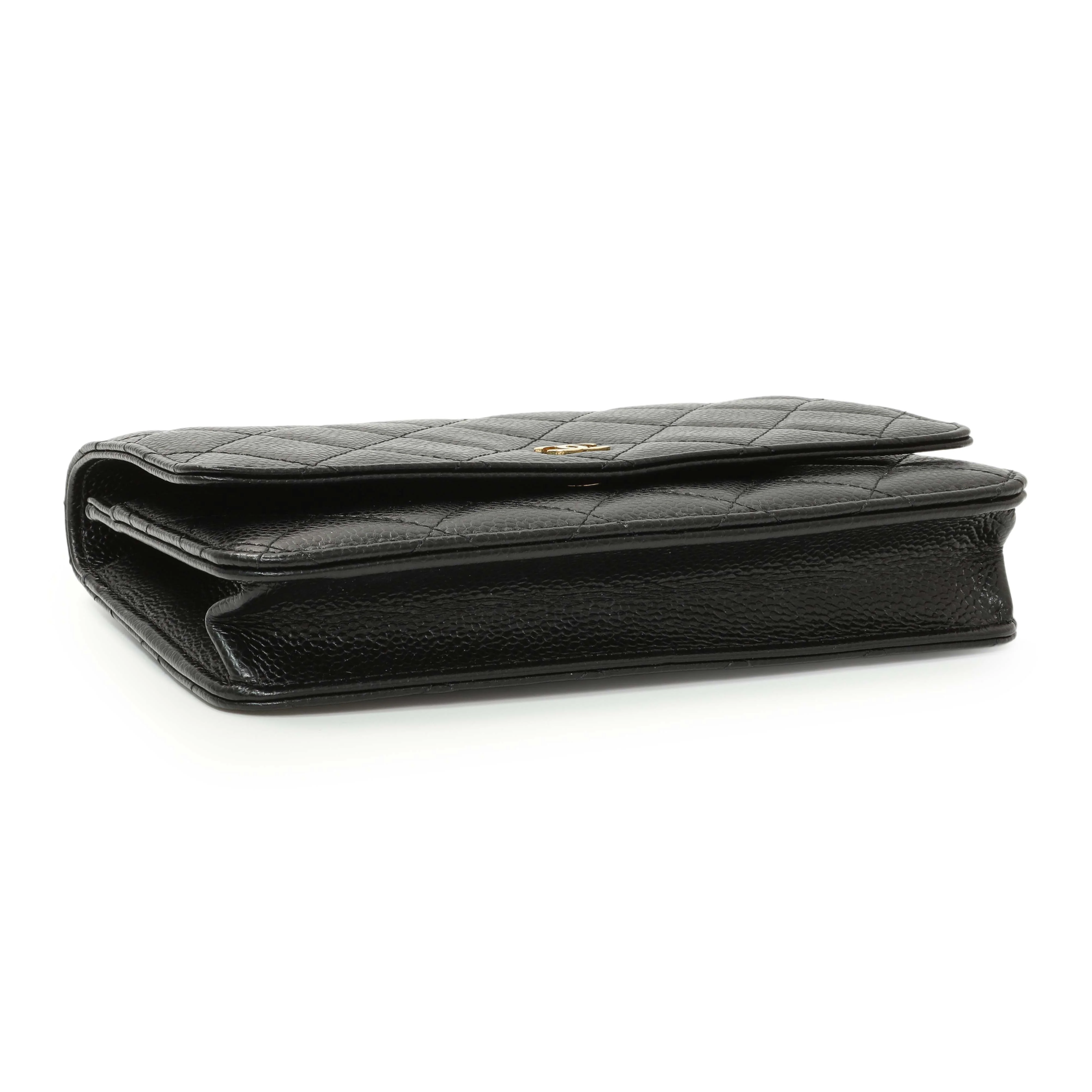 Chanel Black Quilted Caviar Wallet on Chain - Image 3