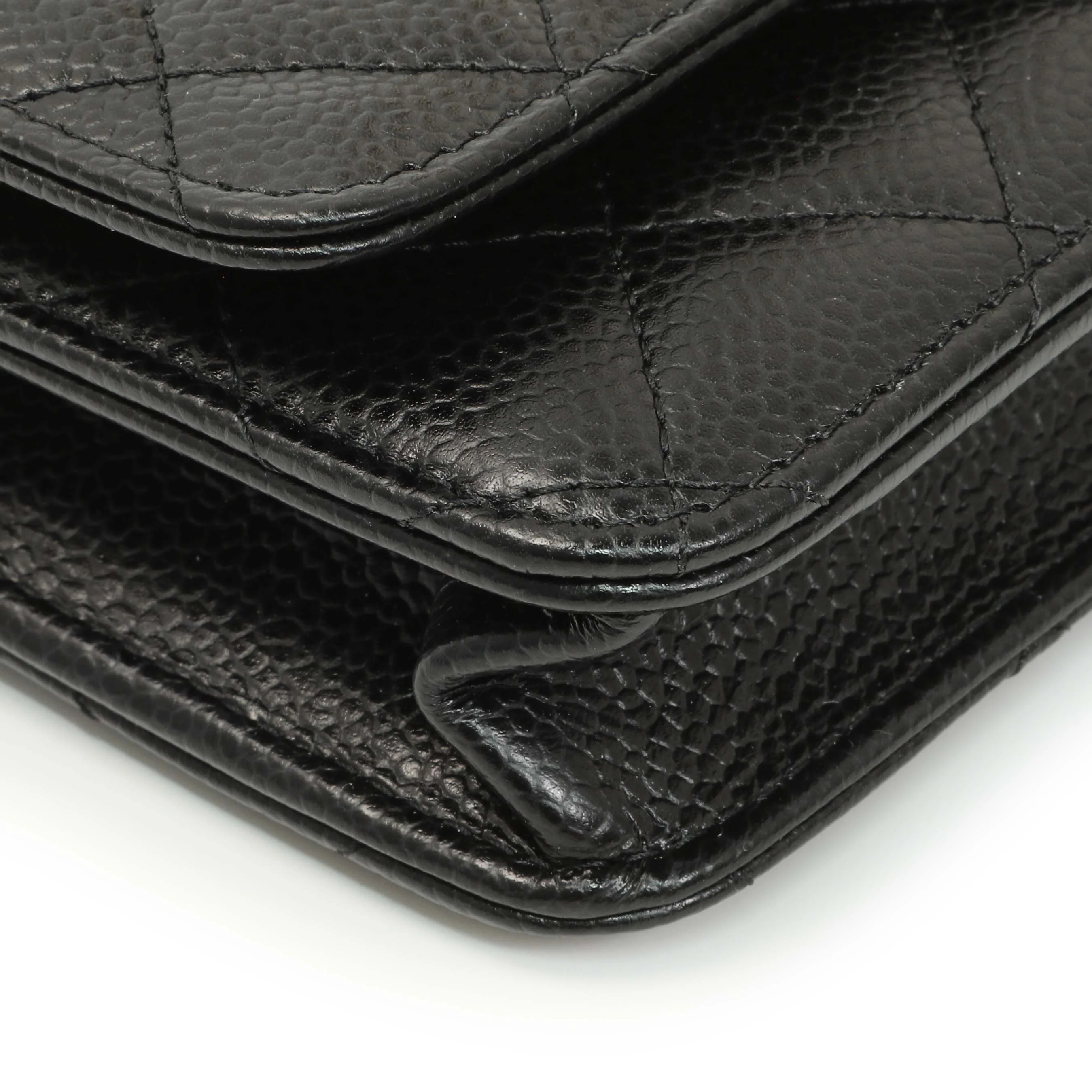 Chanel Black Quilted Caviar Wallet on Chain - Image 4