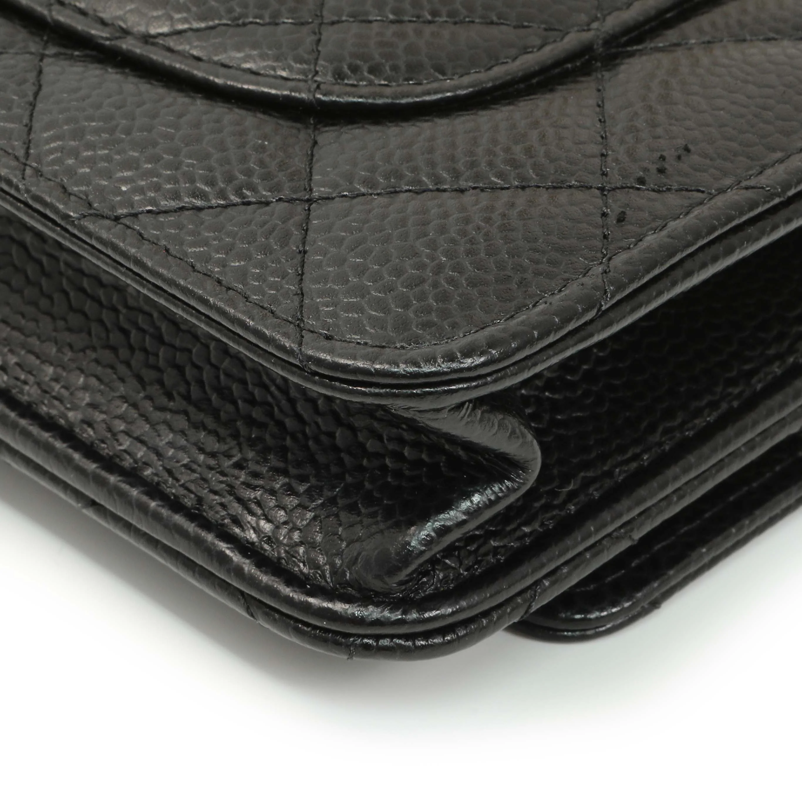 Chanel Black Quilted Caviar Wallet on Chain - Image 7
