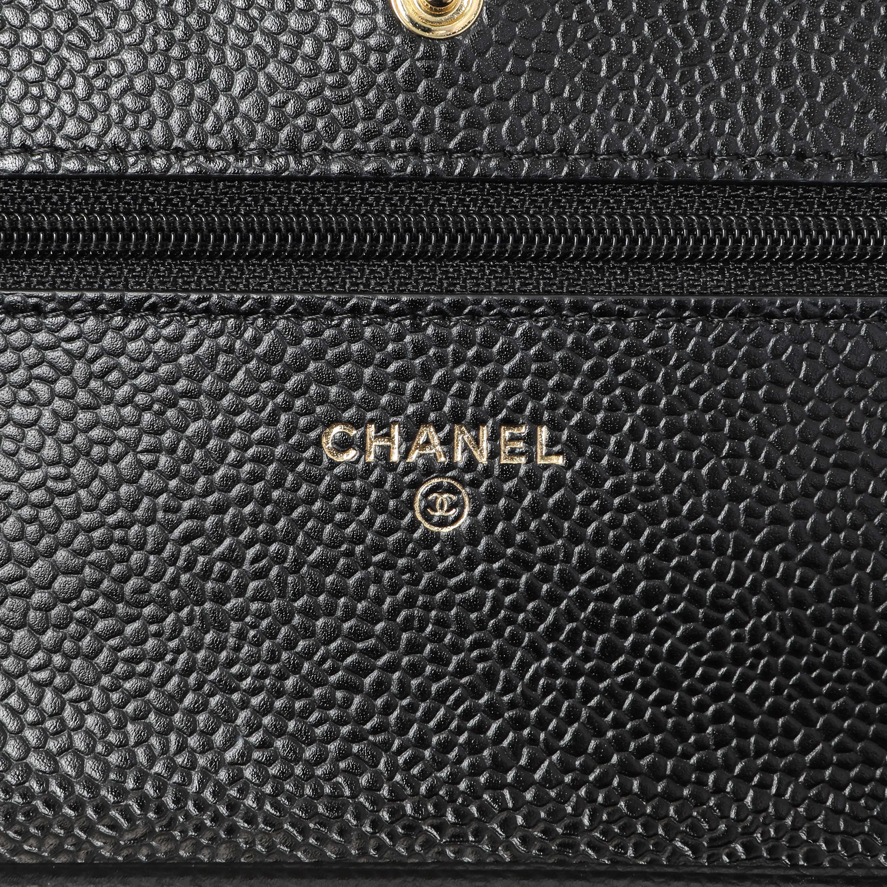Chanel Black Quilted Caviar Wallet on Chain - Image 9