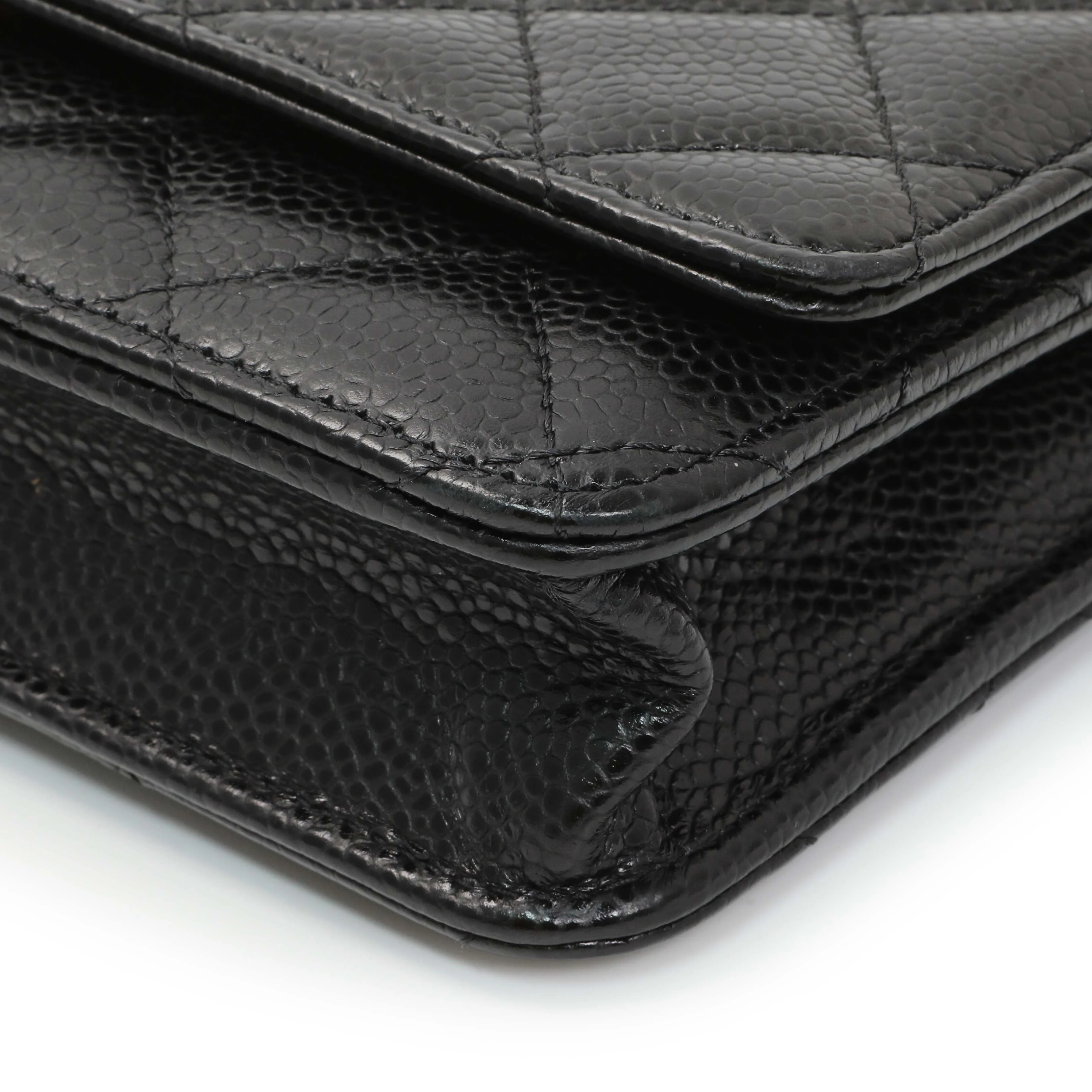 Chanel Black Quilted Caviar Wallet on Chain - Image 5
