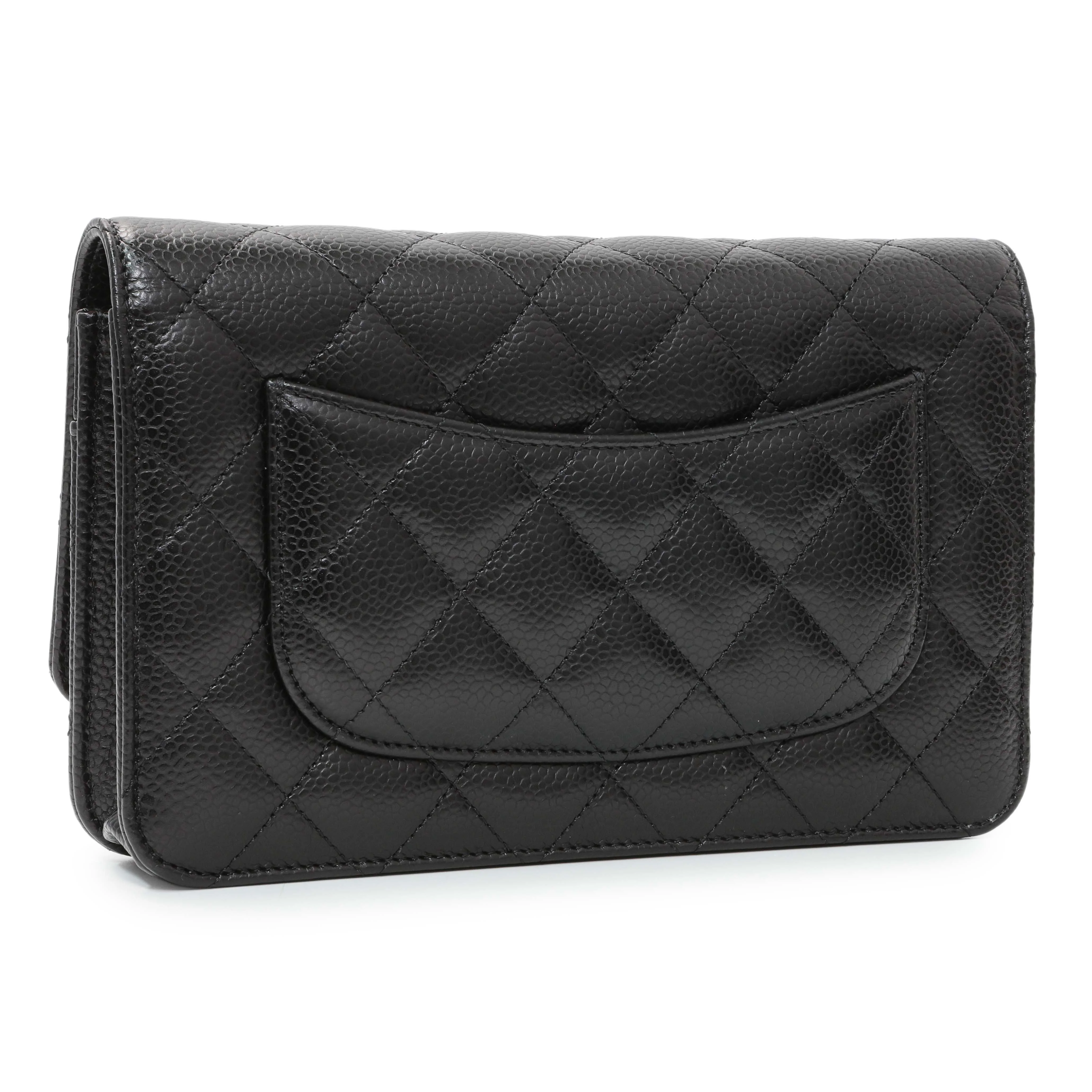 Chanel Black Quilted Caviar Wallet on Chain - Image 2