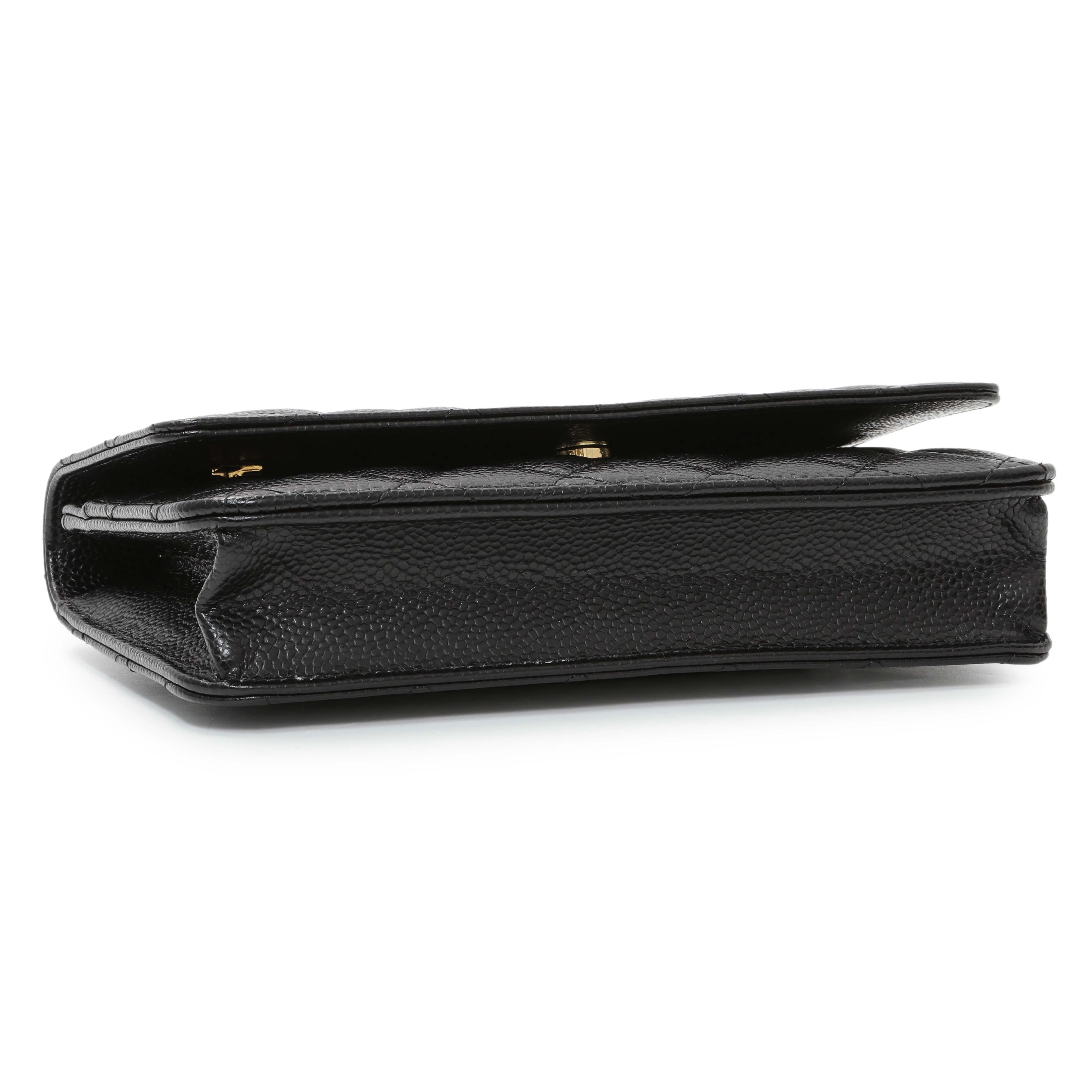 Chanel Black Quilted Caviar Wallet on Chain - Image 3