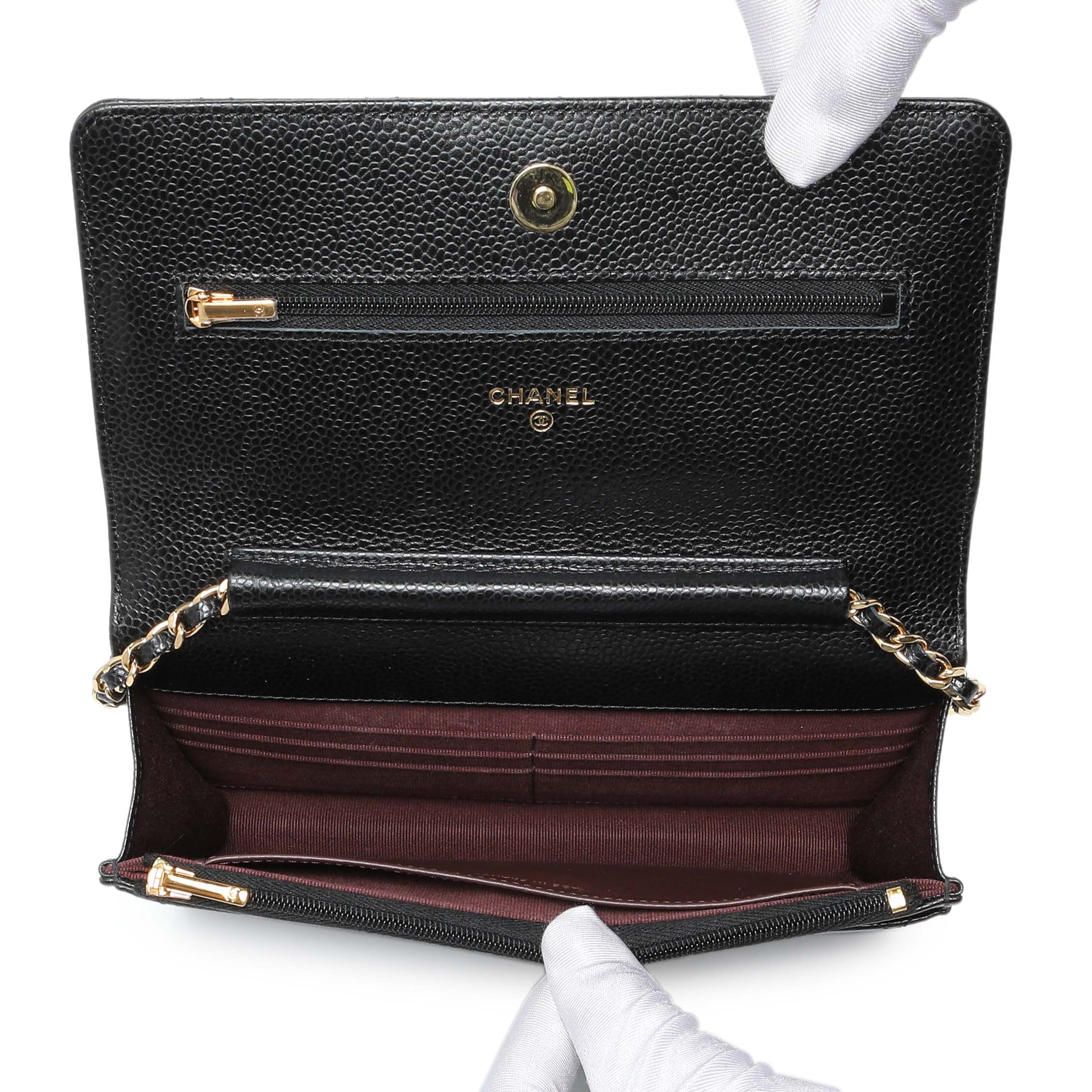 Chanel Black Quilted Caviar Wallet on Chain - Image 4