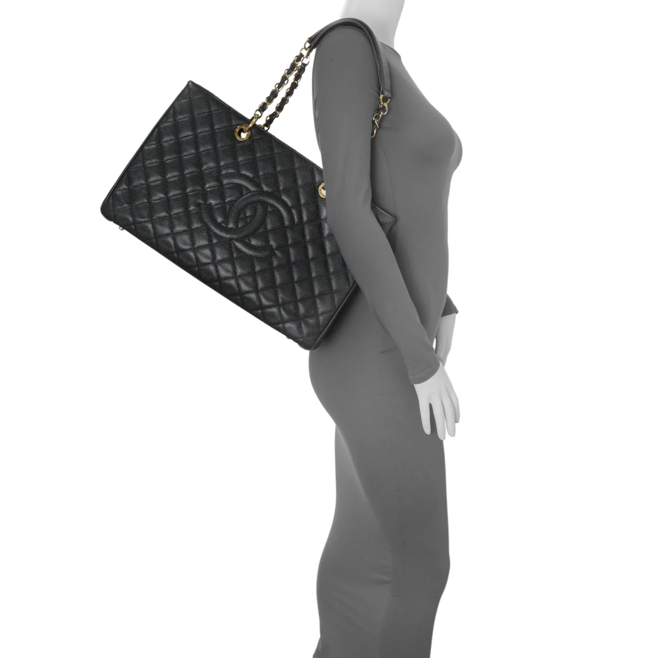Chanel Black Quilted Caviar XL Grand Shopping Tote GST - Image 12