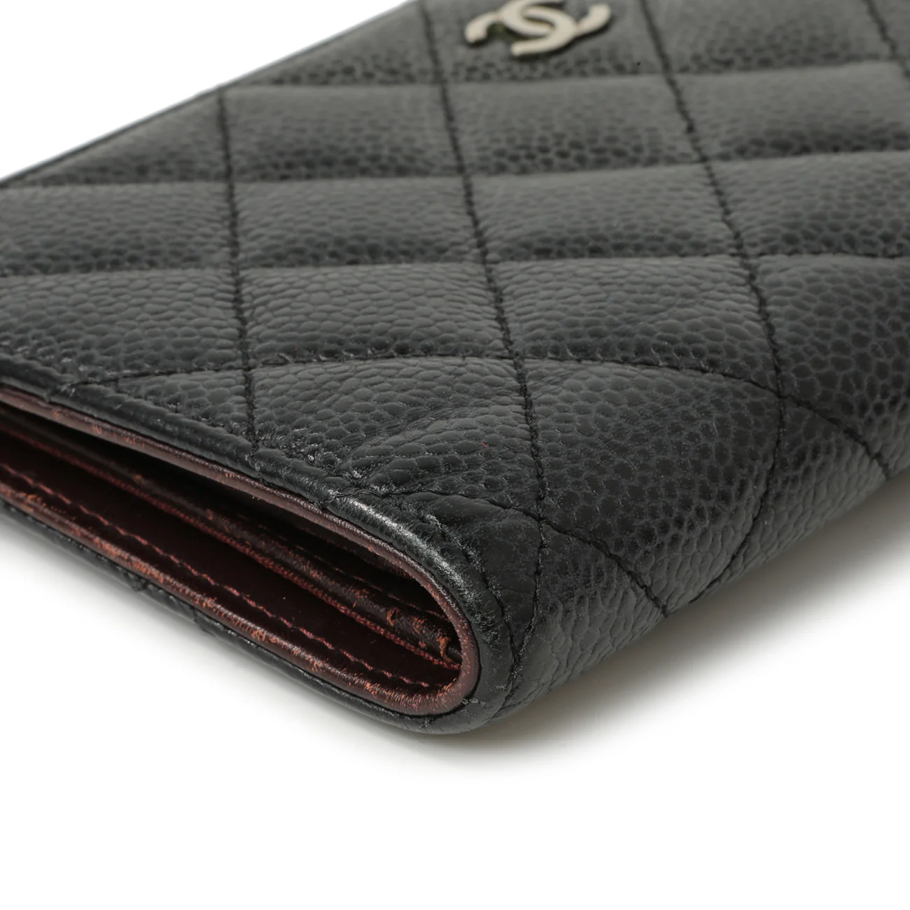 Chanel Black Quilted Caviar Yen Wallet - Image 5