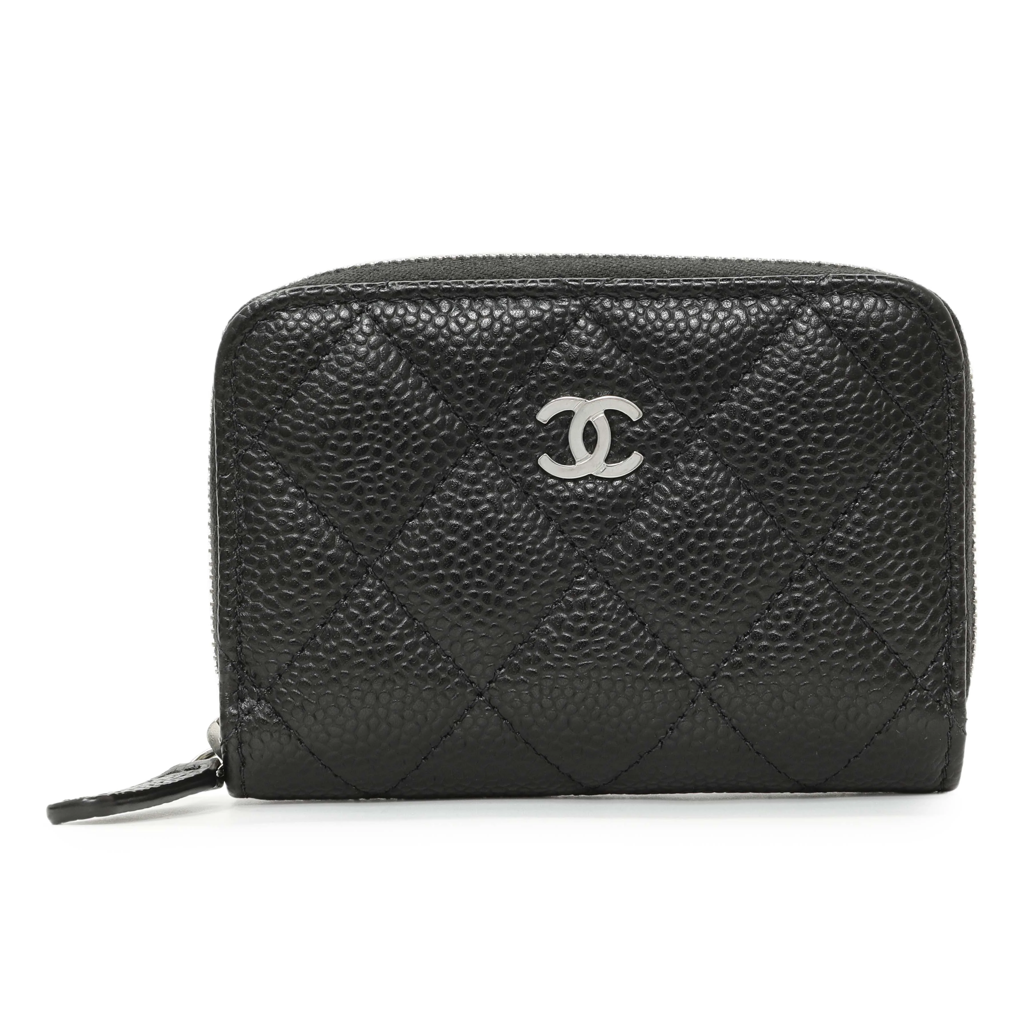 Chanel Black Quilted Caviar Zip Coin Purse