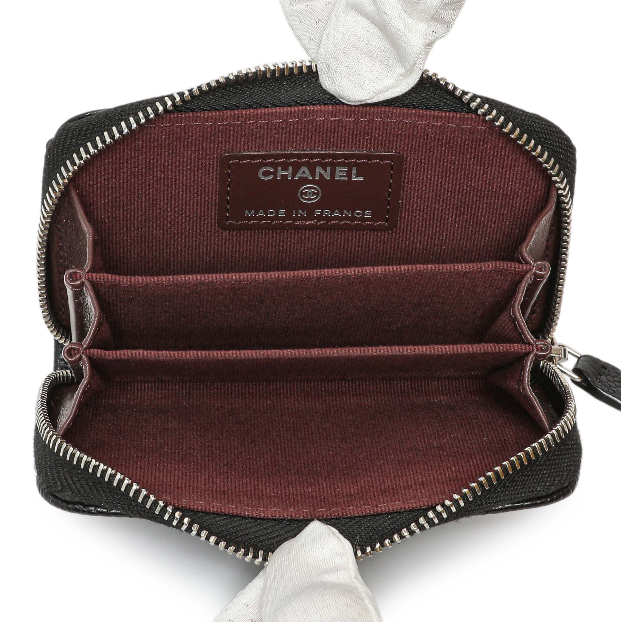 Chanel Black Quilted Caviar Zip Coin Purse - Image 4