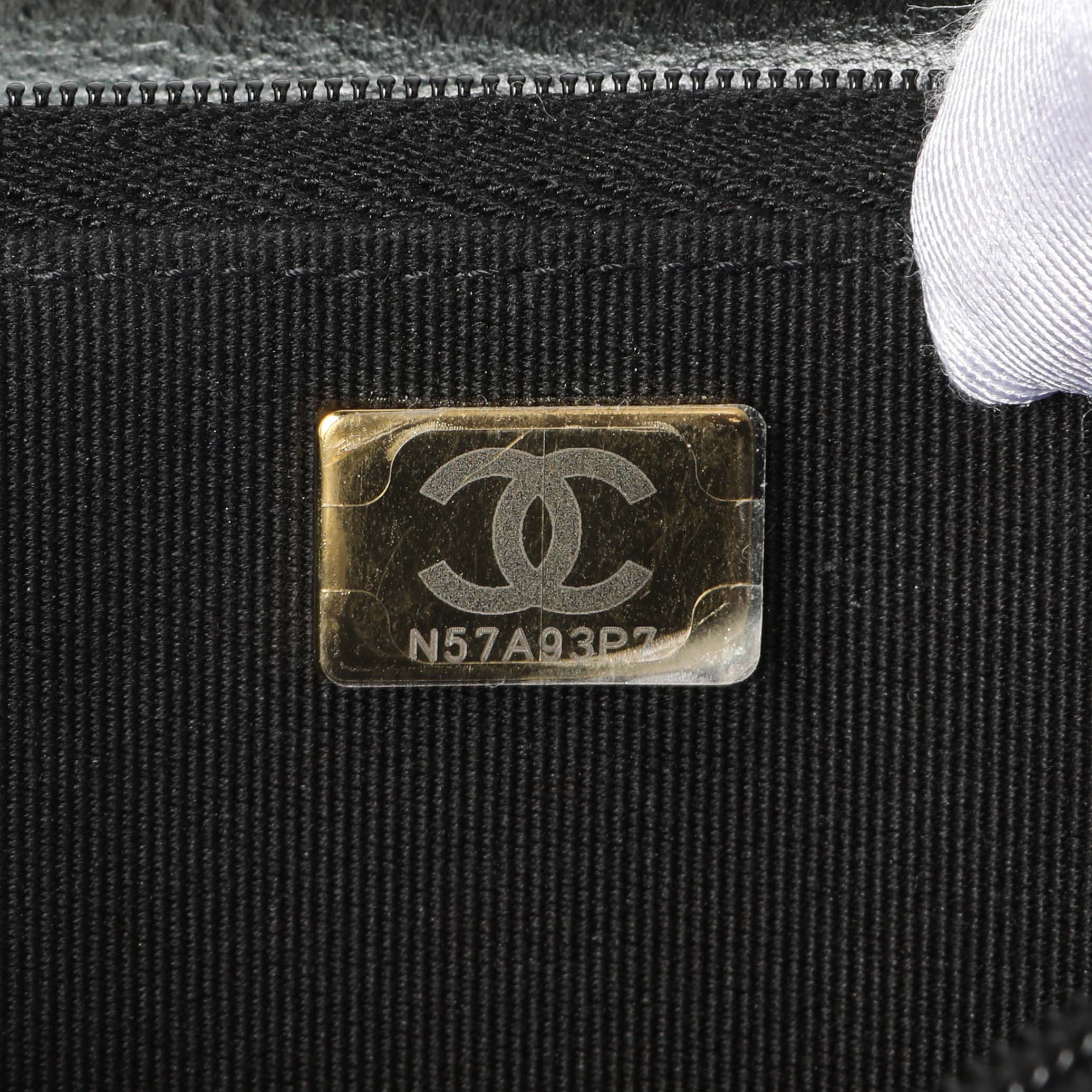 Chanel Black Quilted Crumpled Lambskin Pearl Top Handle Wallet on Chain WOC - Image 6
