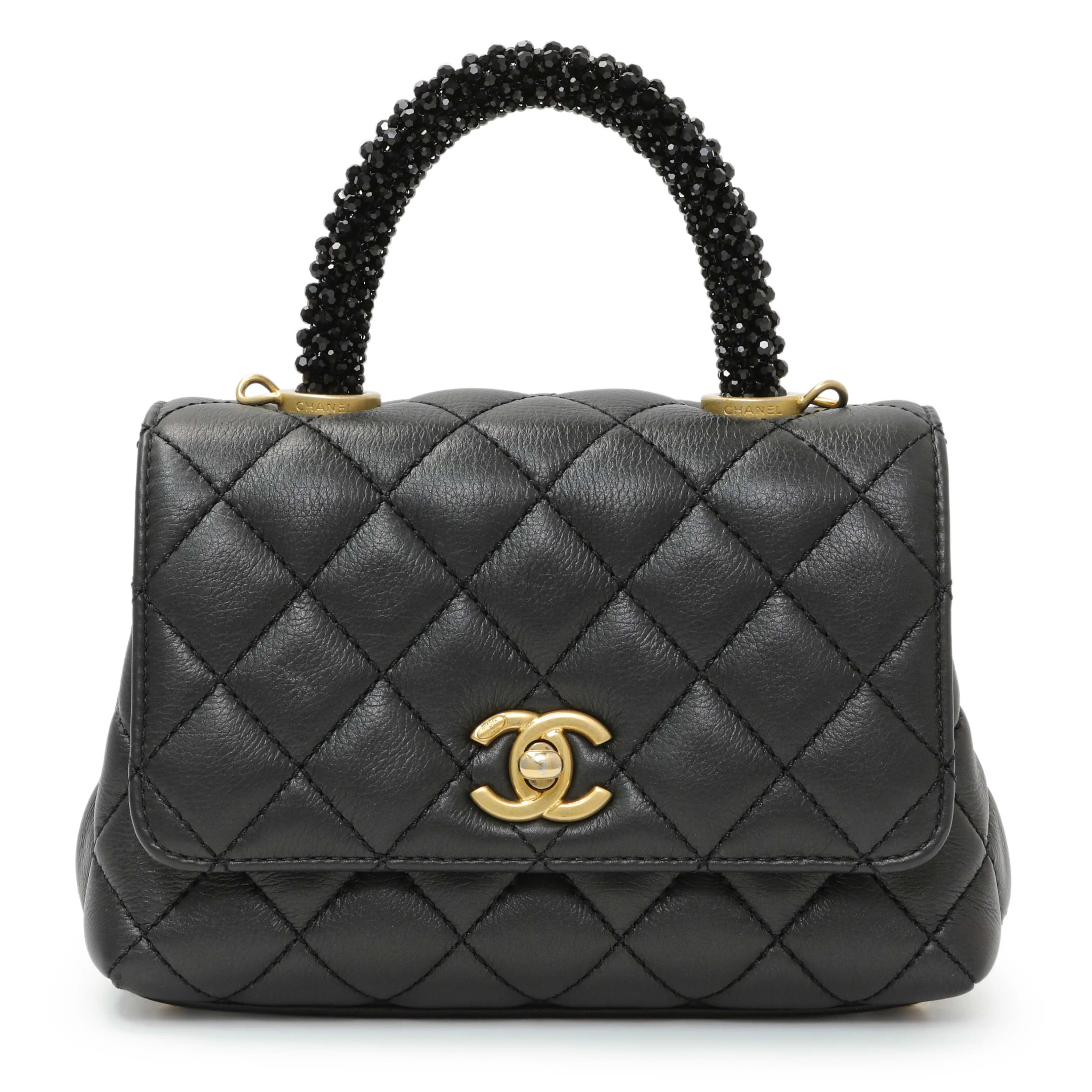 Chanel Black Quilted Goatskin Extra Mini Coco Handle Flap