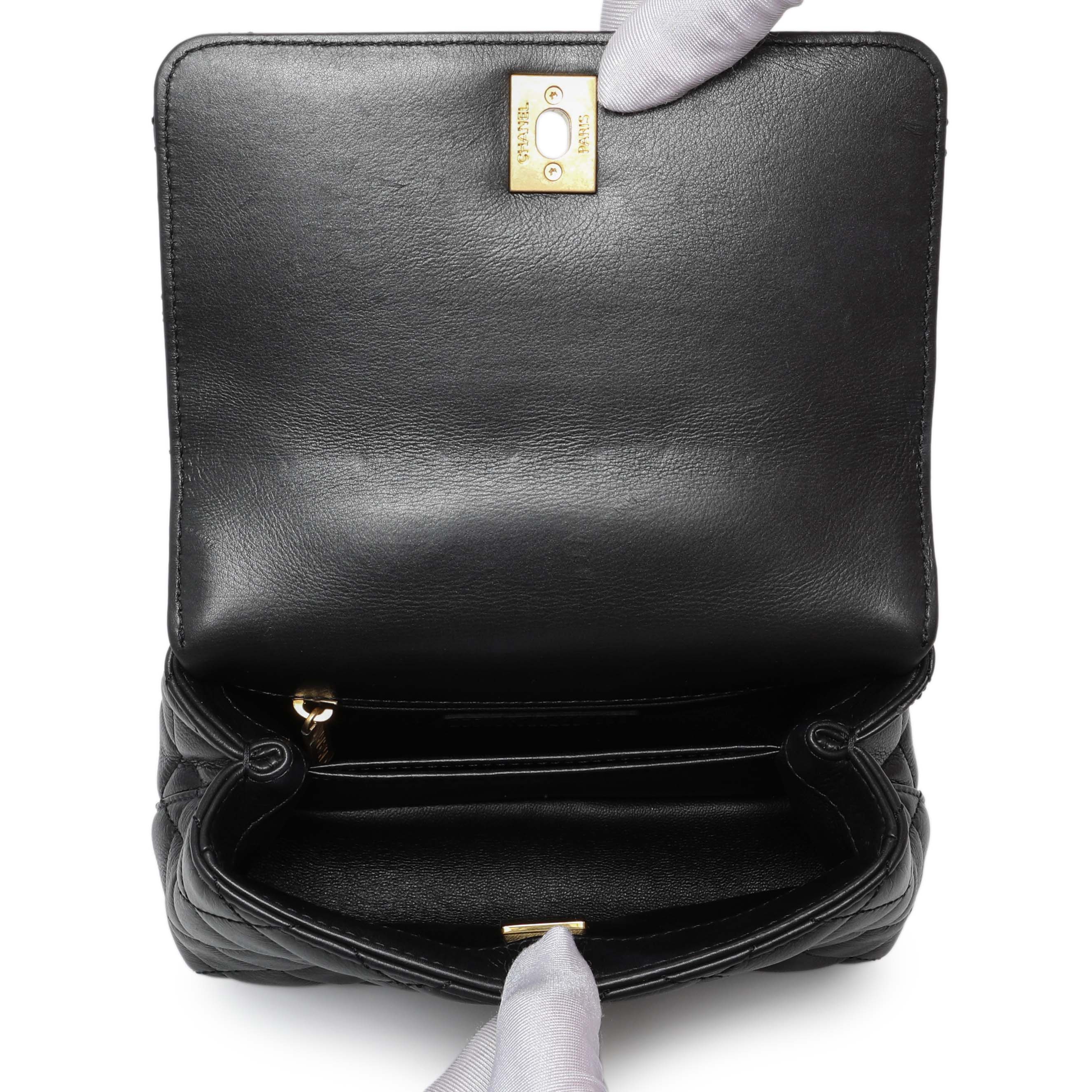 Chanel Black Quilted Goatskin Extra Mini Coco Handle Flap - Image 8