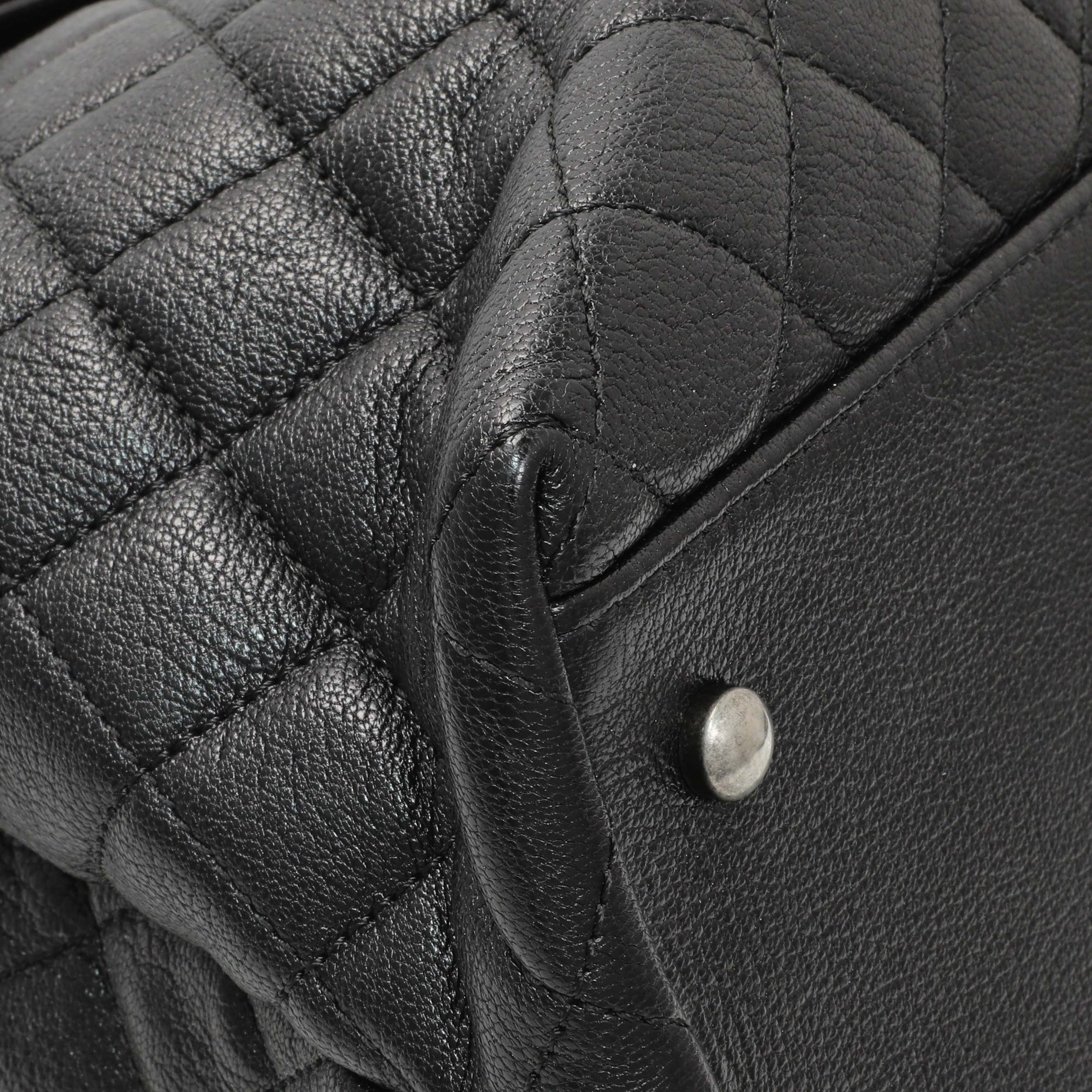 Chanel Black Quilted Goatskin Small CC University Shopping Tote - Image 4