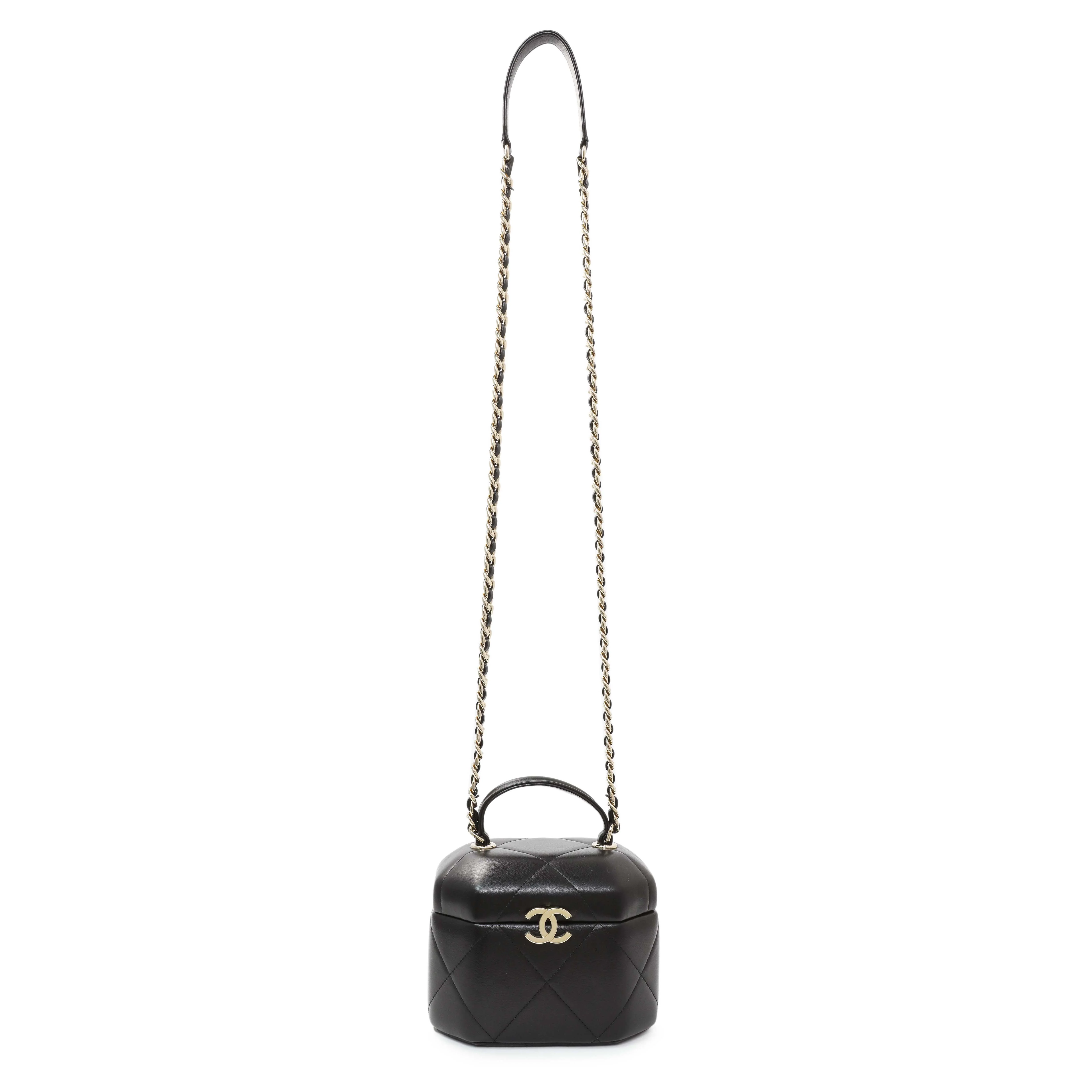 Chanel Black Quilted Lambskin Hexagon Vanity Case