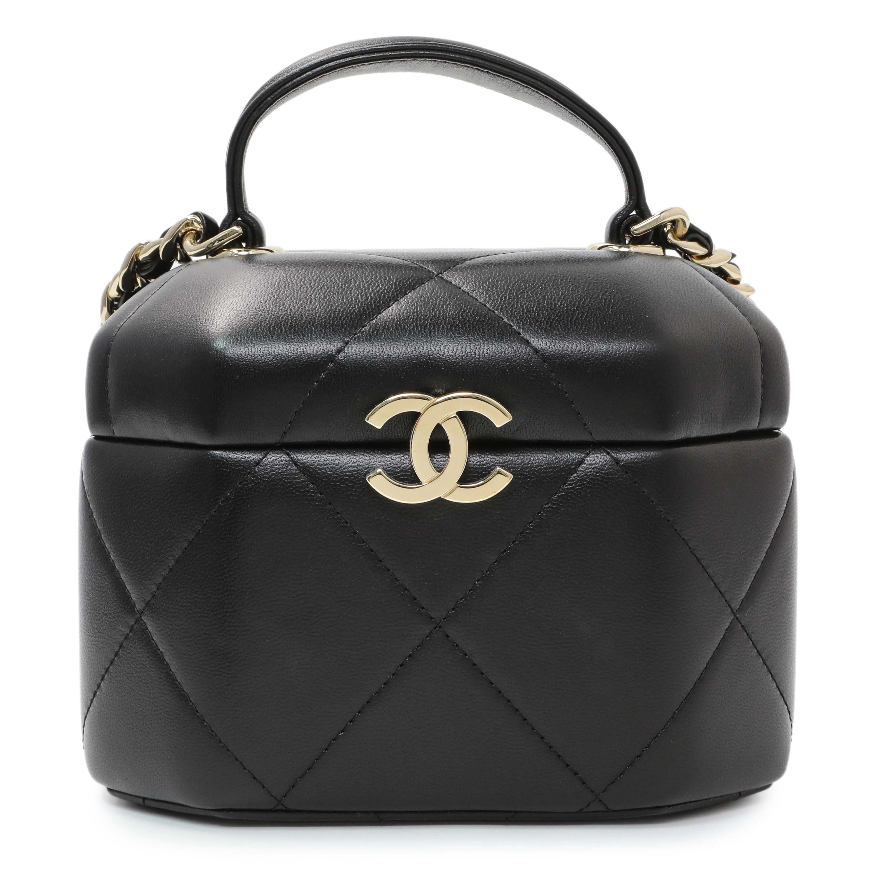 Chanel Black Quilted Lambskin Hexagon Vanity Case - Image 2
