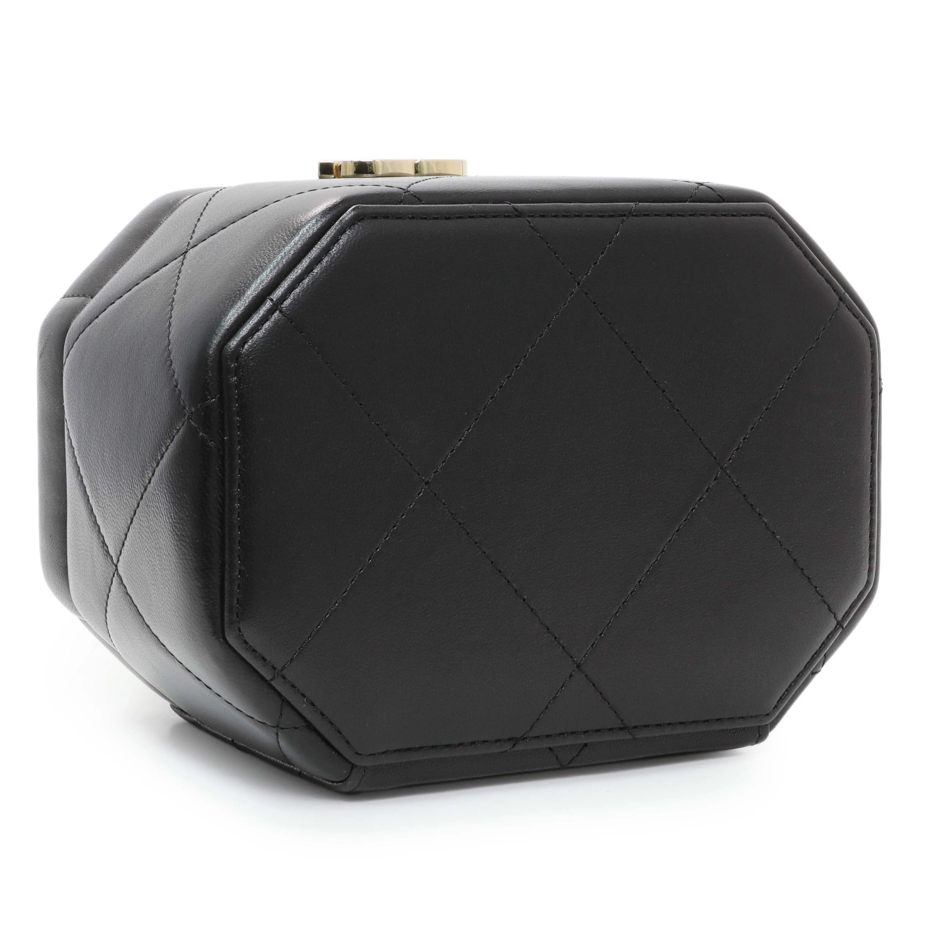Chanel Black Quilted Lambskin Hexagon Vanity Case - Image 4