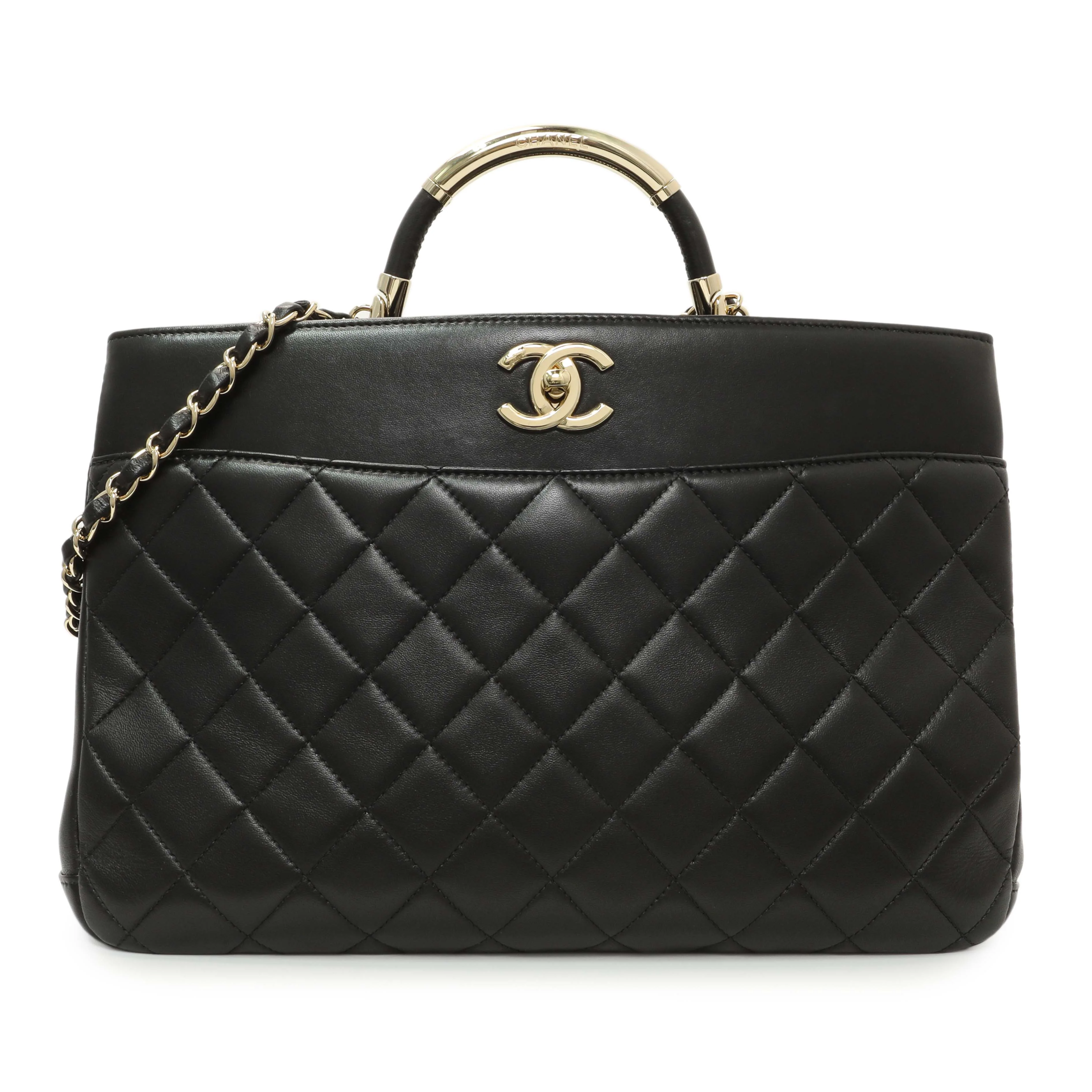 Chanel Black Quilted Lambskin Large Carry Chic Shopping Tote
