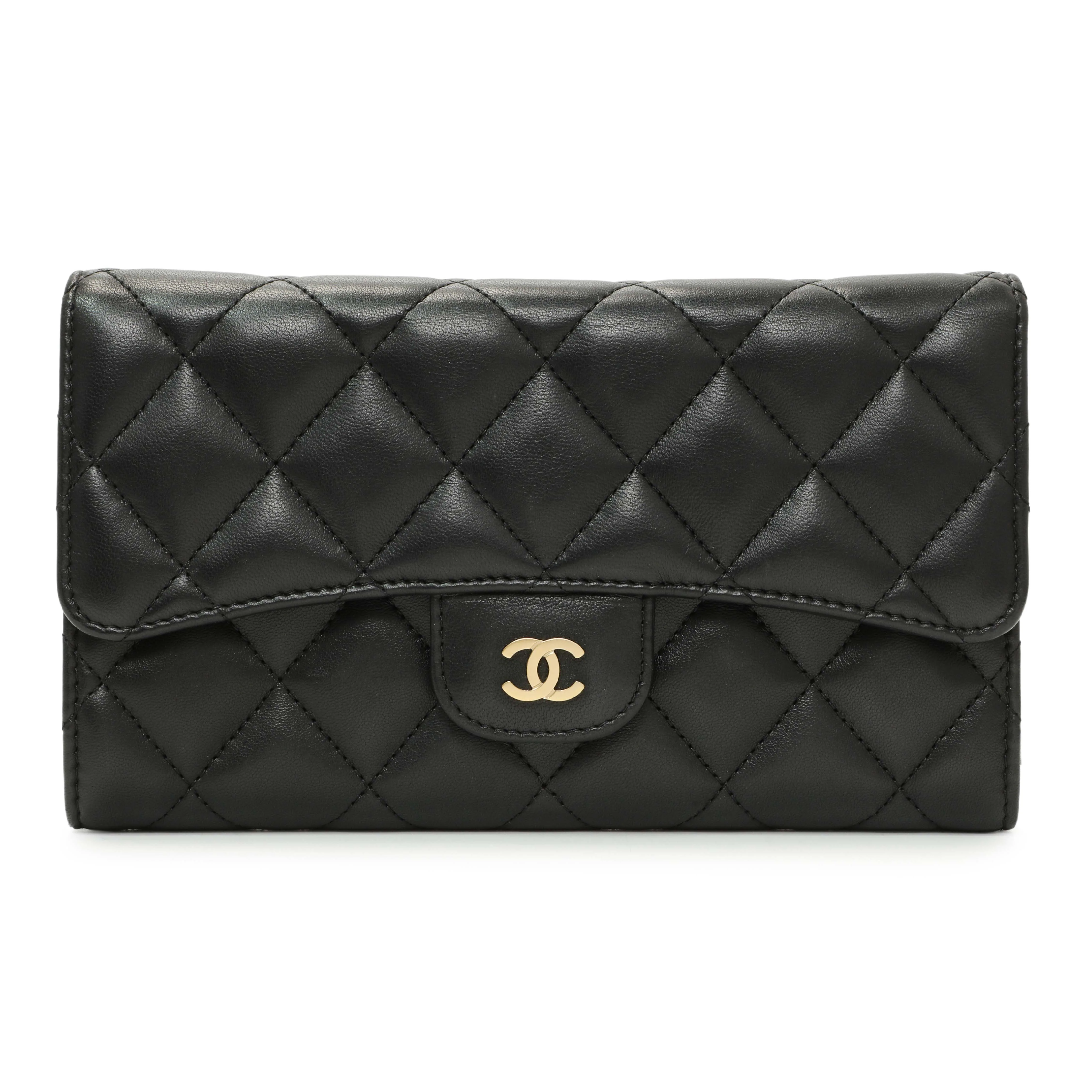 Chanel Black Quilted Lambskin Large Flap Wallet