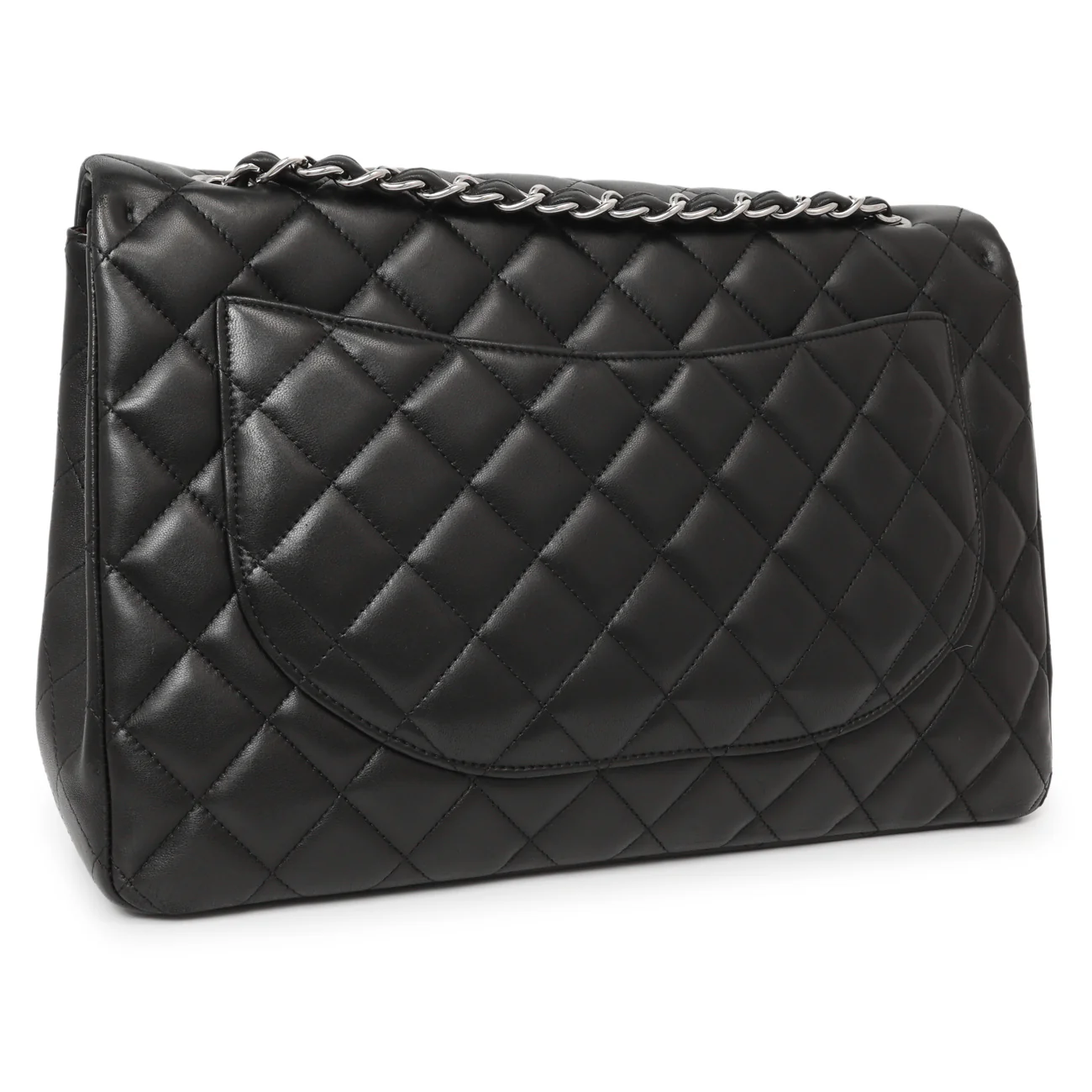 Chanel Black Quilted Lambskin Maxi Single Flap - Image 2