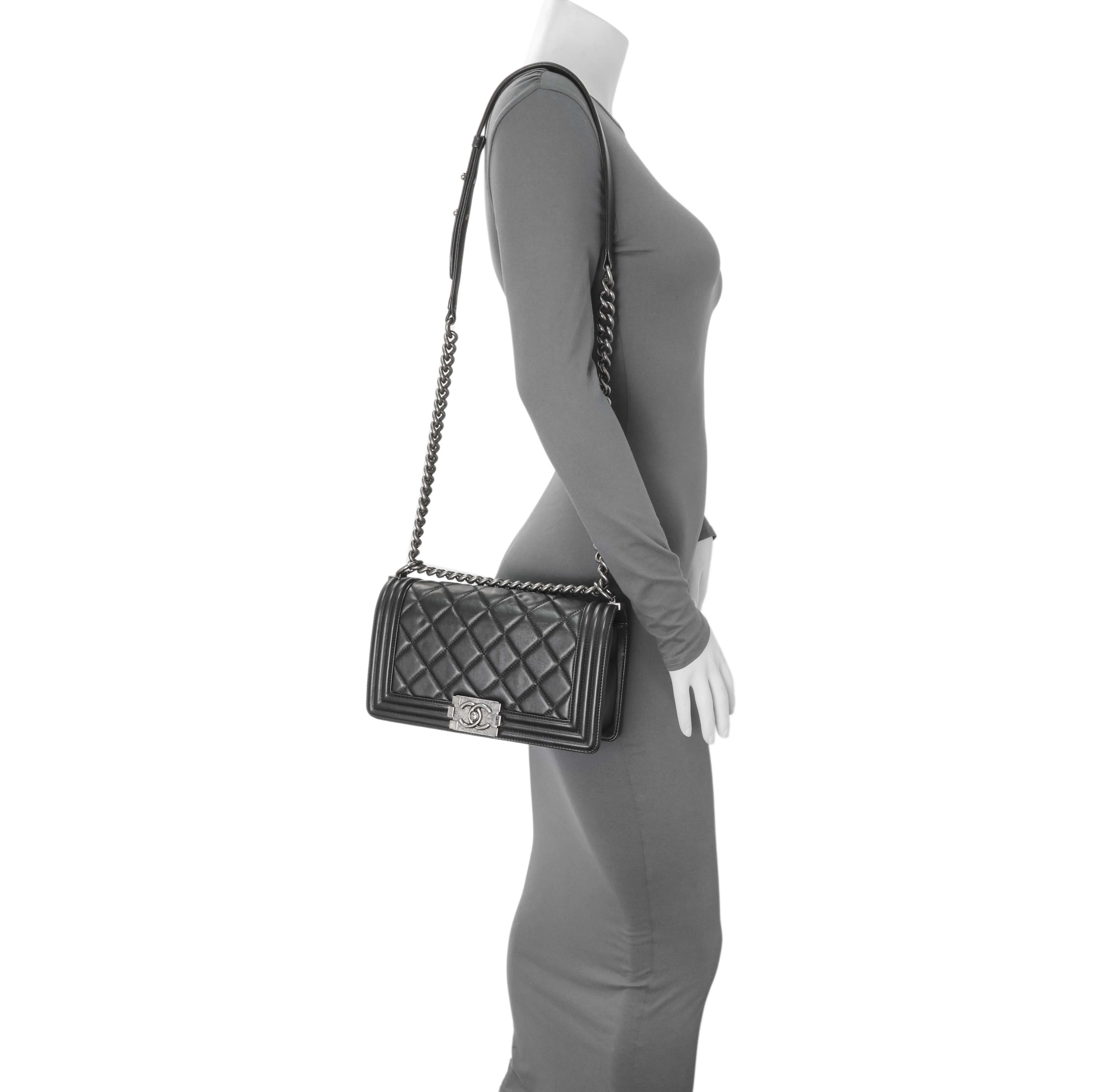 Chanel Black Quilted Lambskin Medium Boy Flap - Image 12