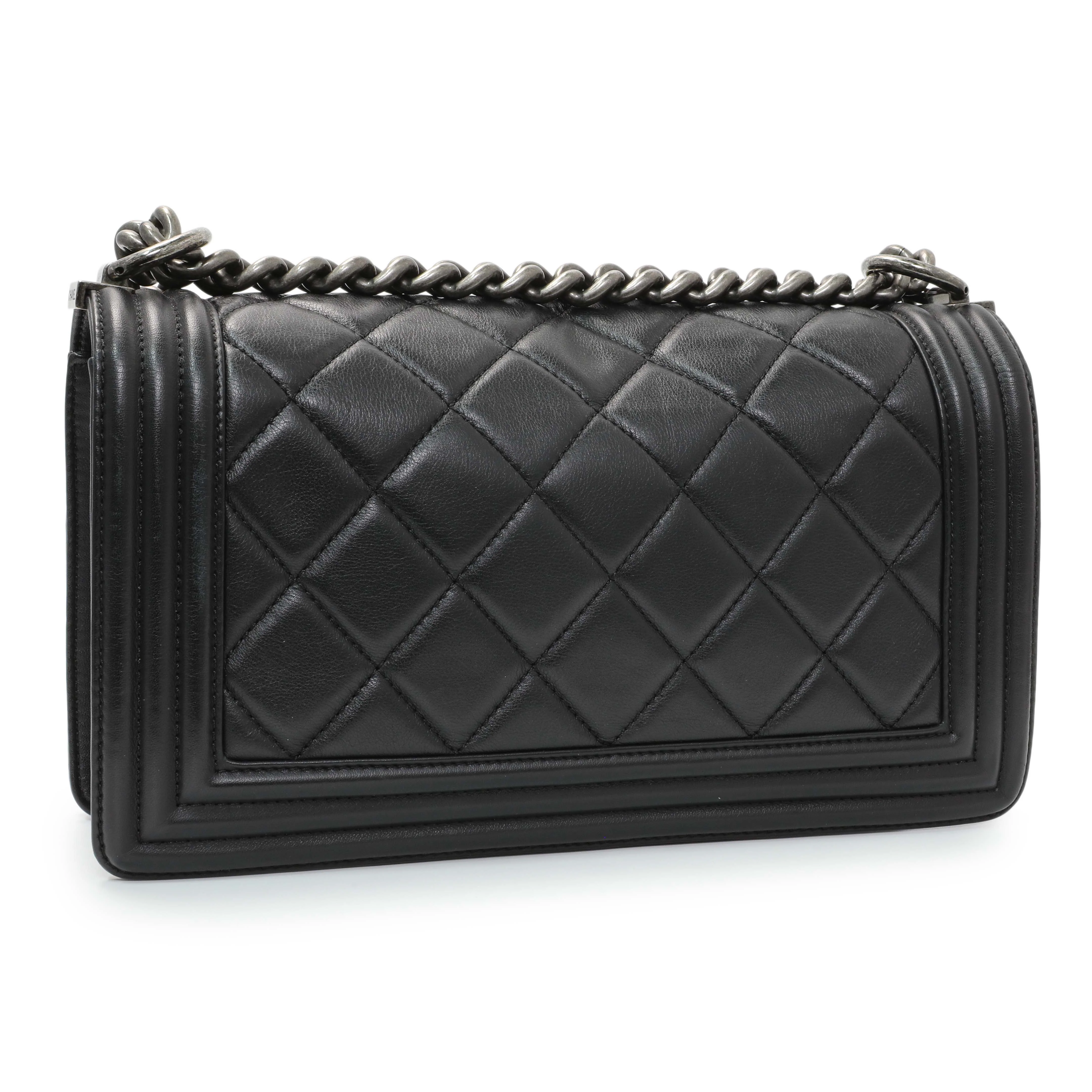 Chanel Black Quilted Lambskin Medium Boy Flap - Image 3