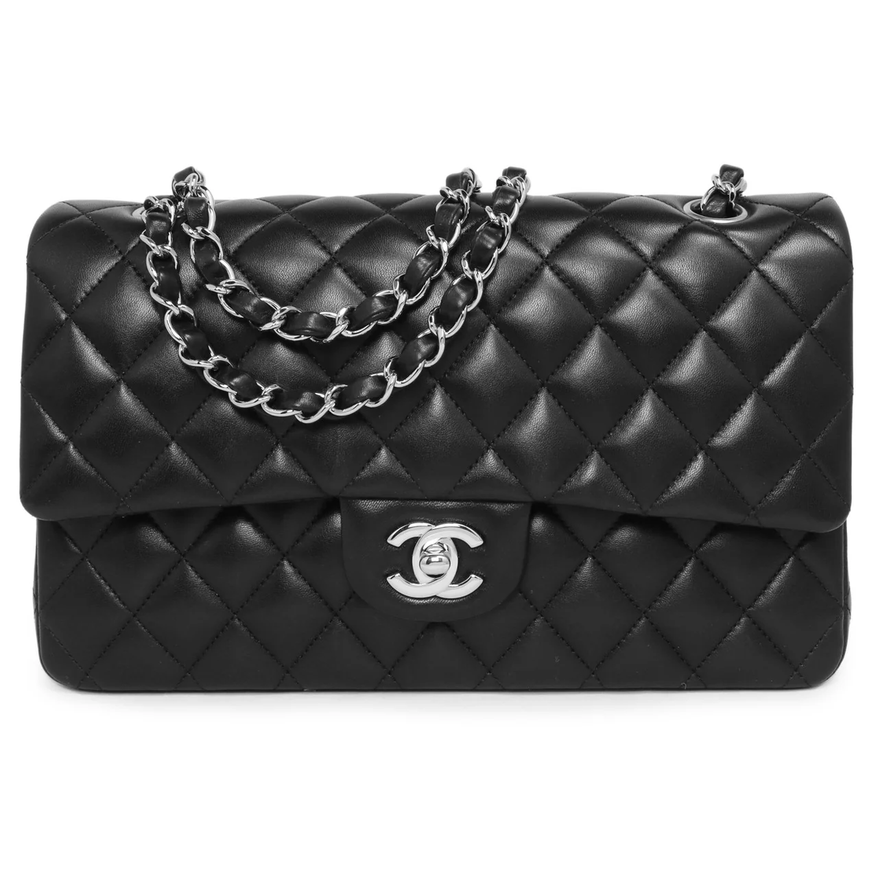 Chanel Black Quilted Lambskin Medium Classic Double Flap