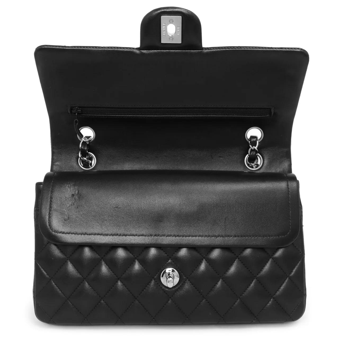 Chanel Black Quilted Lambskin Medium Classic Double Flap - Image 7
