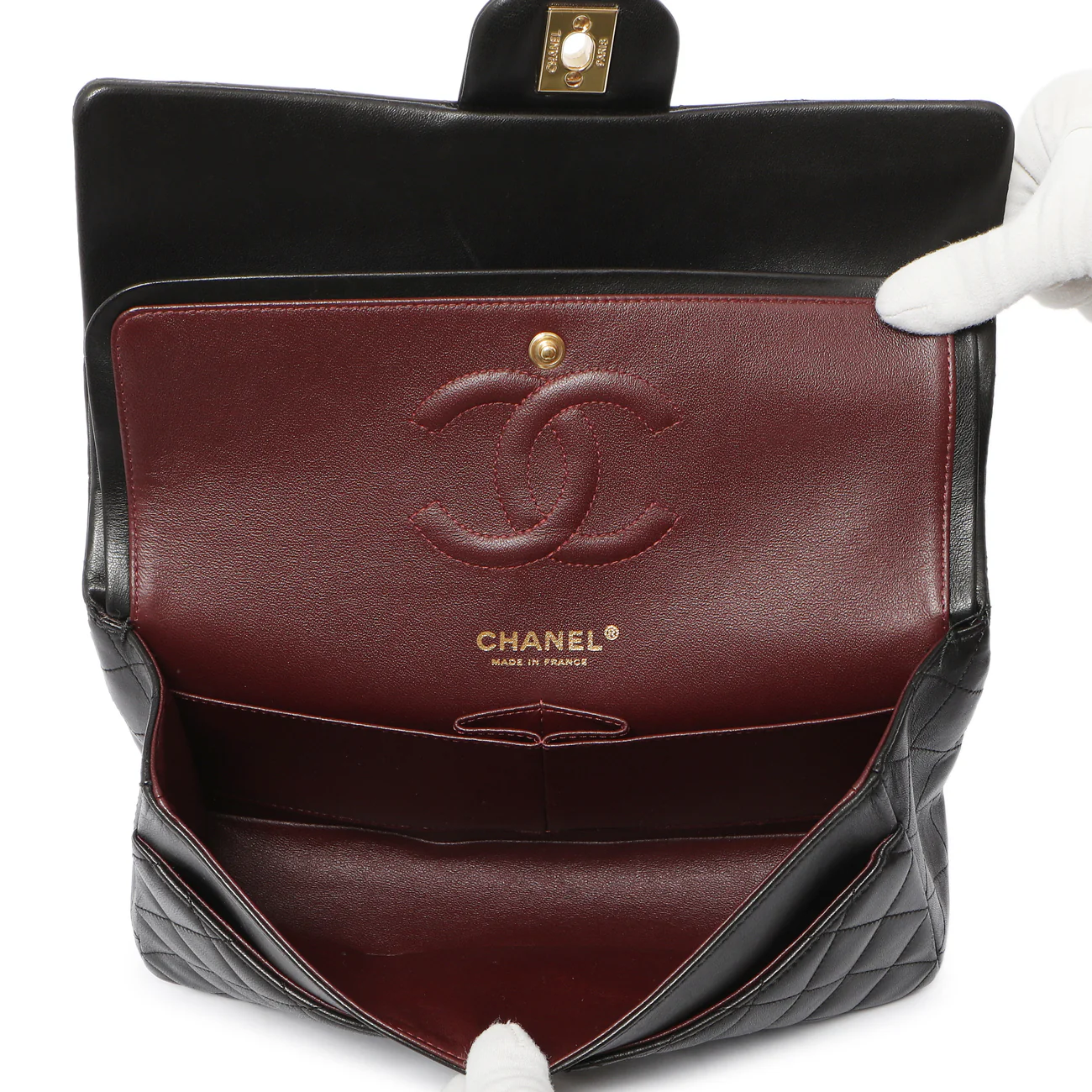 Chanel Black Quilted Lambskin Medium Classic Double Flap - Image 5