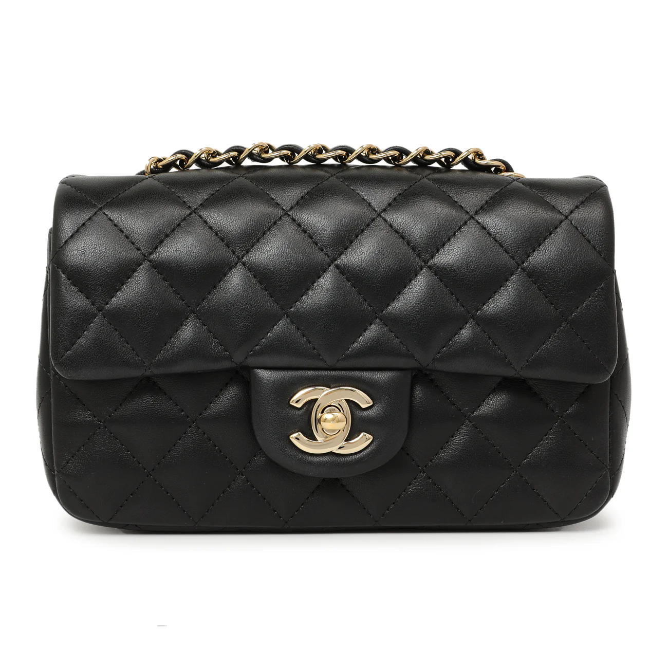 Chanel Black Quilted Lambskin Mini Rectangular Flap - Image 2