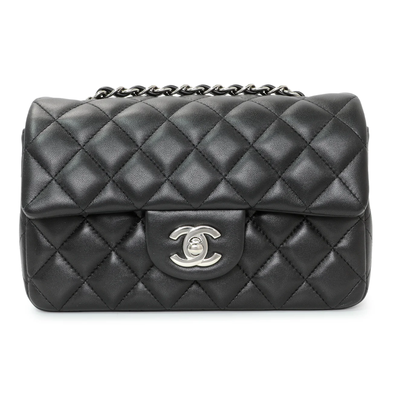 Chanel Black Quilted Lambskin Mini Rectangular Flap