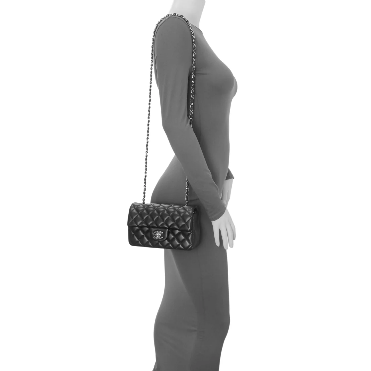 Chanel Black Quilted Lambskin Mini Rectangular Flap - Image 11