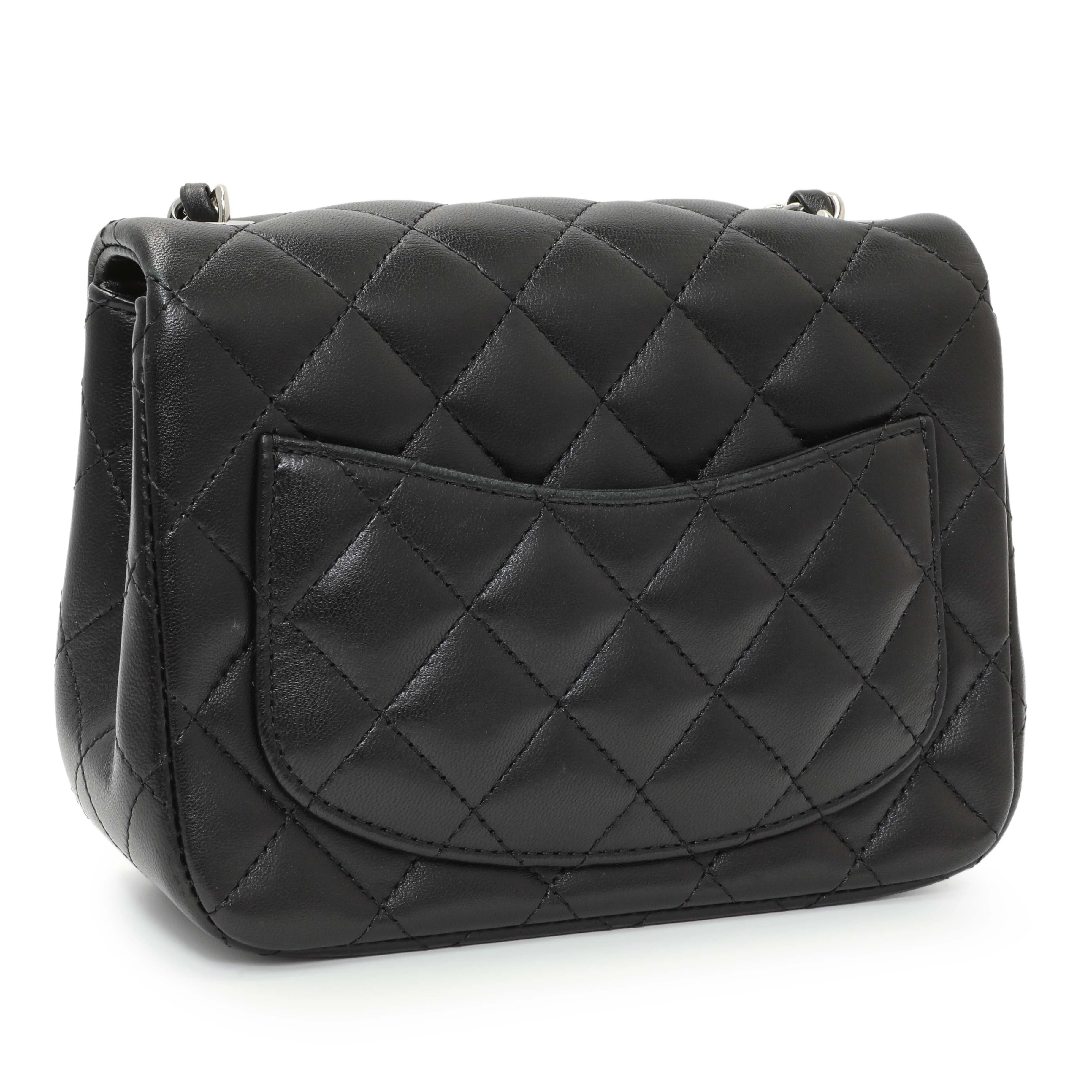 Chanel Black Quilted Lambskin Mini Square Flap - Image 2
