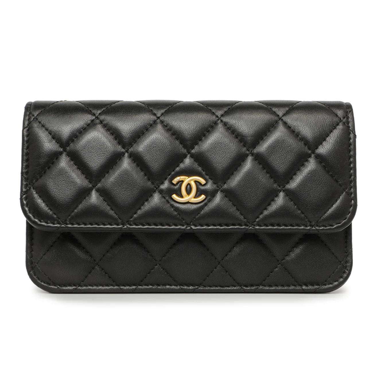 Chanel Black Quilted Lambskin Pearl Crush Clutch with Chain - Image 2