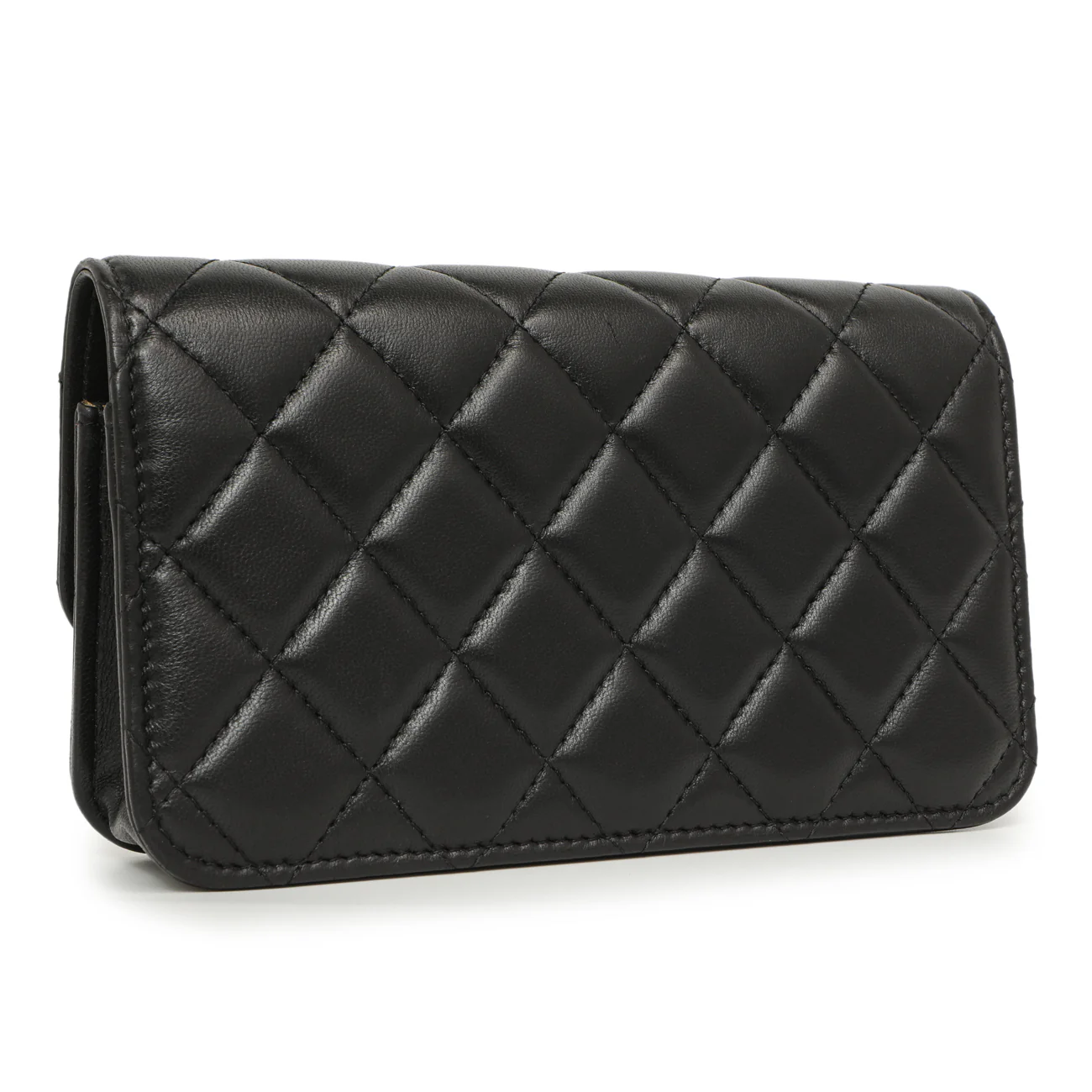 Chanel Black Quilted Lambskin Pearl Crush Clutch with Chain - Image 3