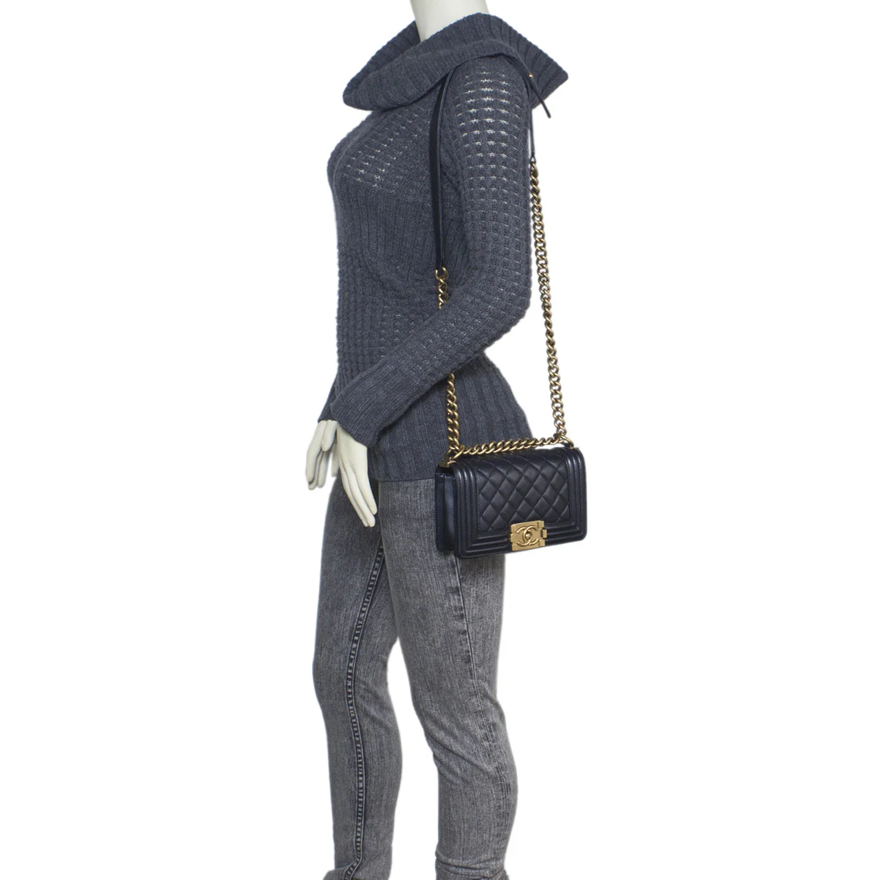 Chanel Black Quilted Lambskin Small Boy Bag - Image 3