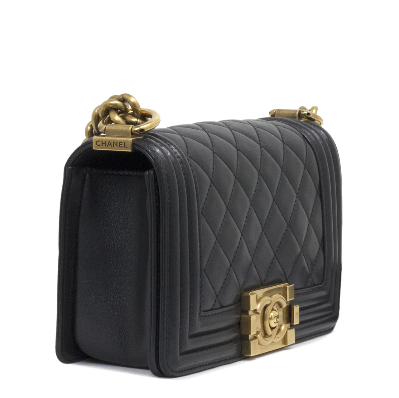 Chanel Black Quilted Lambskin Small Boy Bag - Image 4