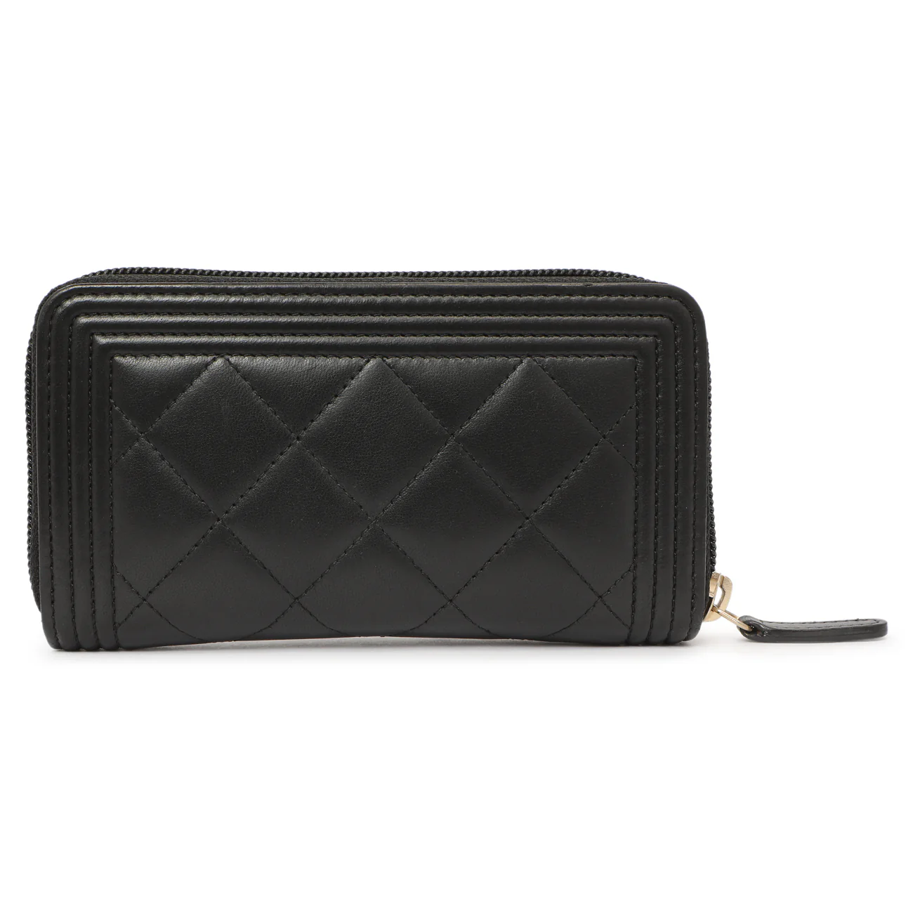 Chanel Black Quilted Lambskin Small Boy Zip Around Wallet - Image 2