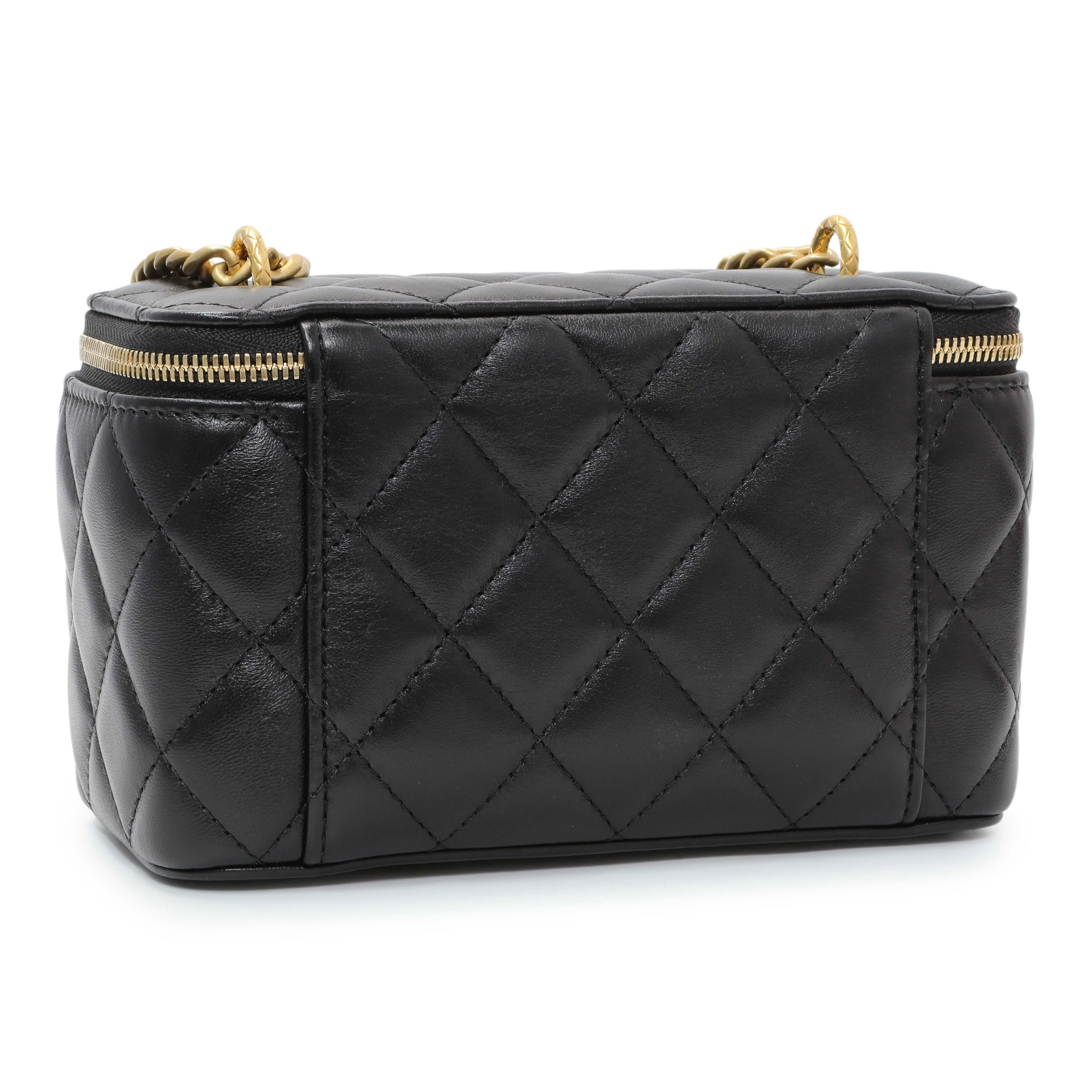 Chanel Black Quilted Lambskin Small Pillow Crush Vanity Case With Chain - Image 2