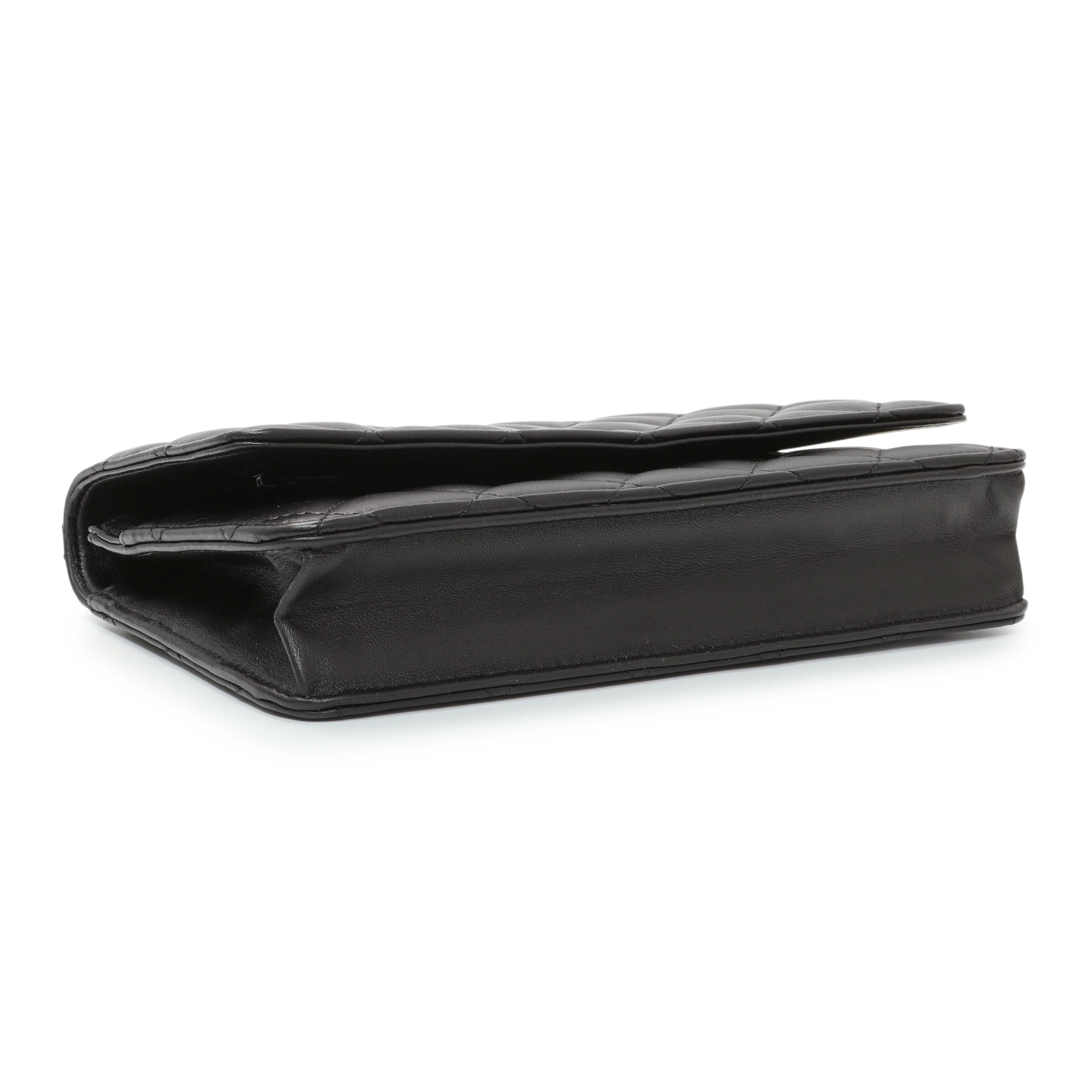 Chanel Black Quilted Lambskin Wallet on Chain - Image 3