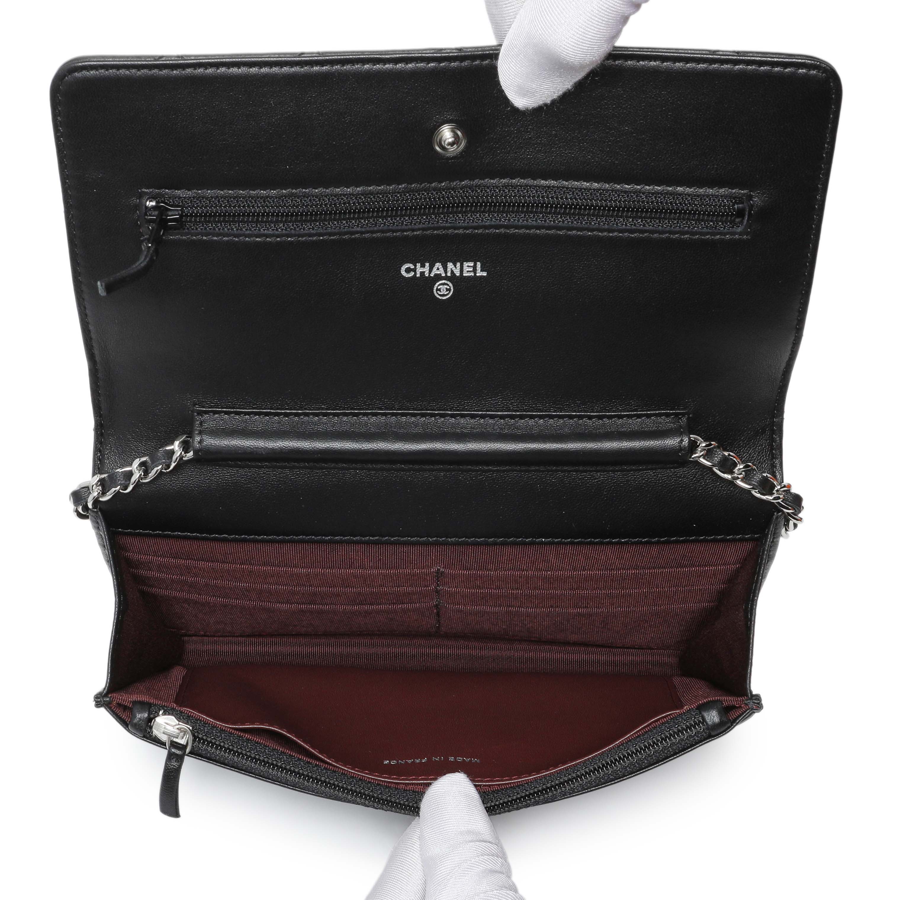 Chanel Black Quilted Lambskin Wallet on Chain - Image 4