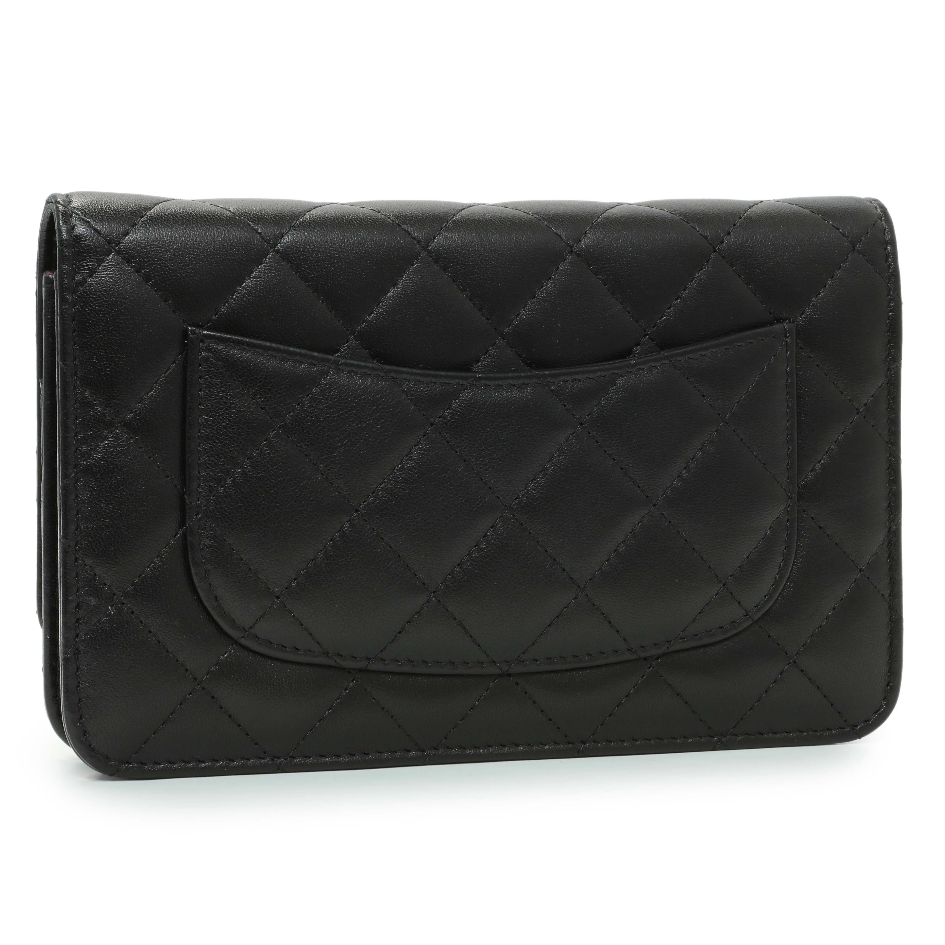 Chanel Black Quilted Lambskin Wallet on Chain - Image 2