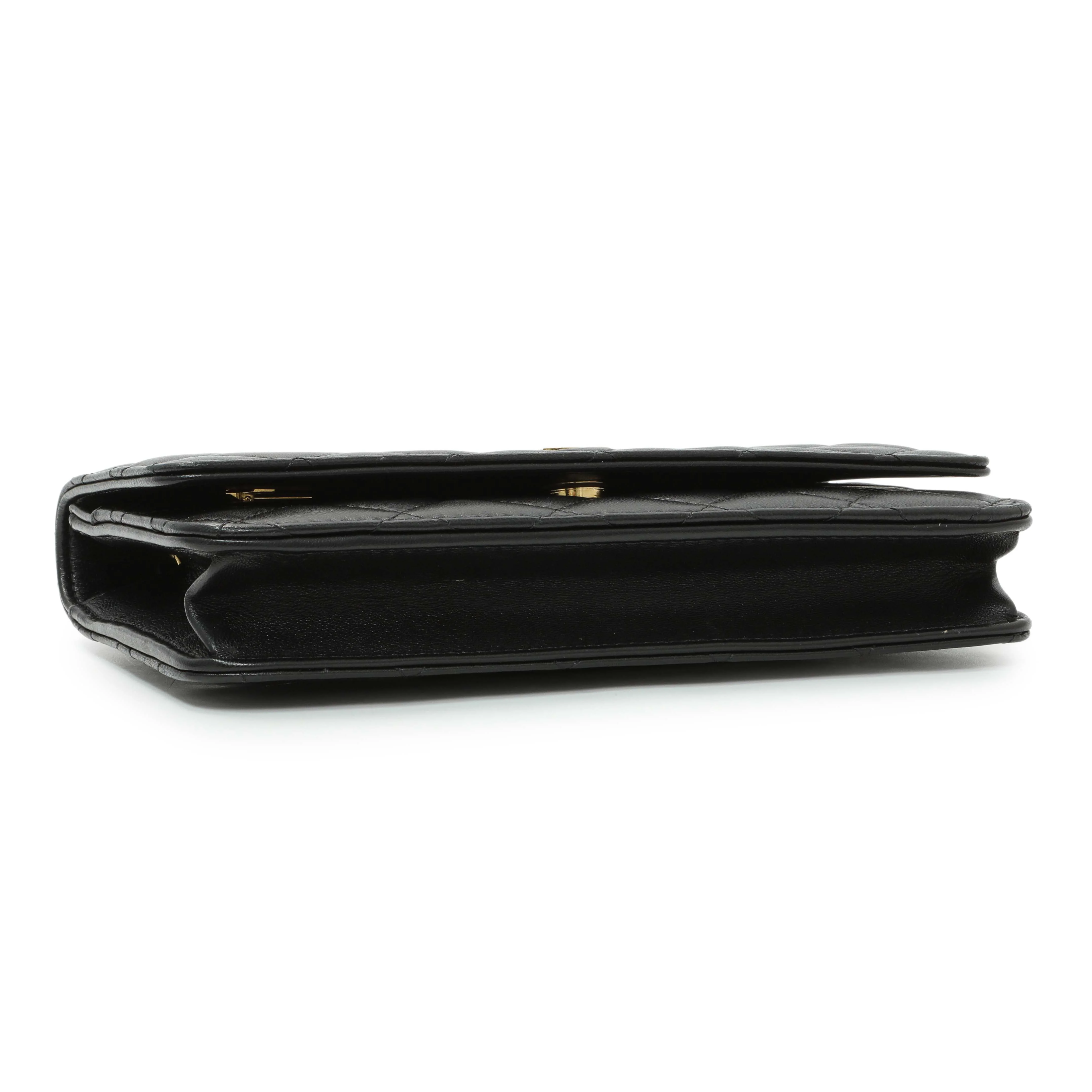 Chanel Black Quilted Lambskin Wallet on Chain - Image 3