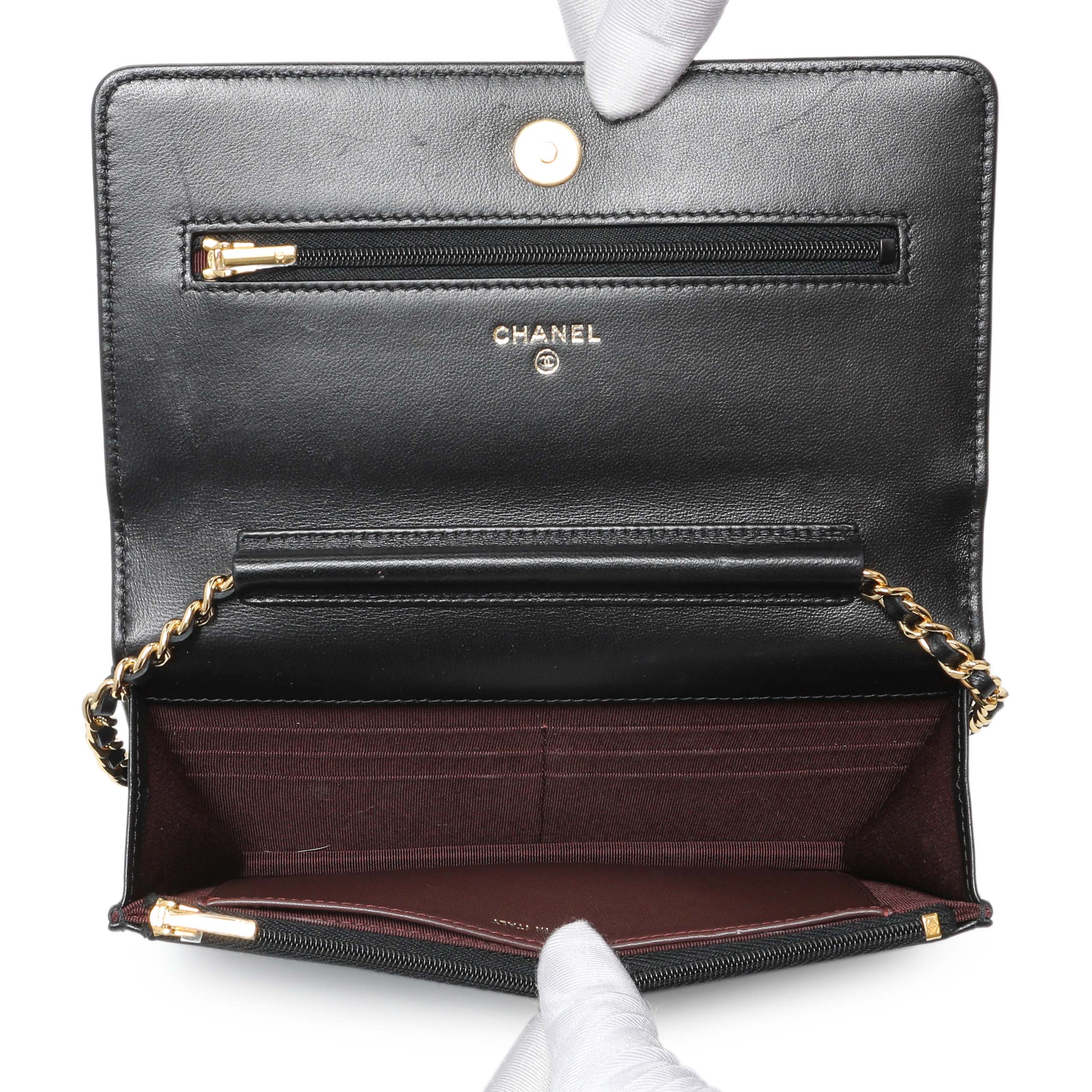 Chanel Black Quilted Lambskin Wallet on Chain - Image 4