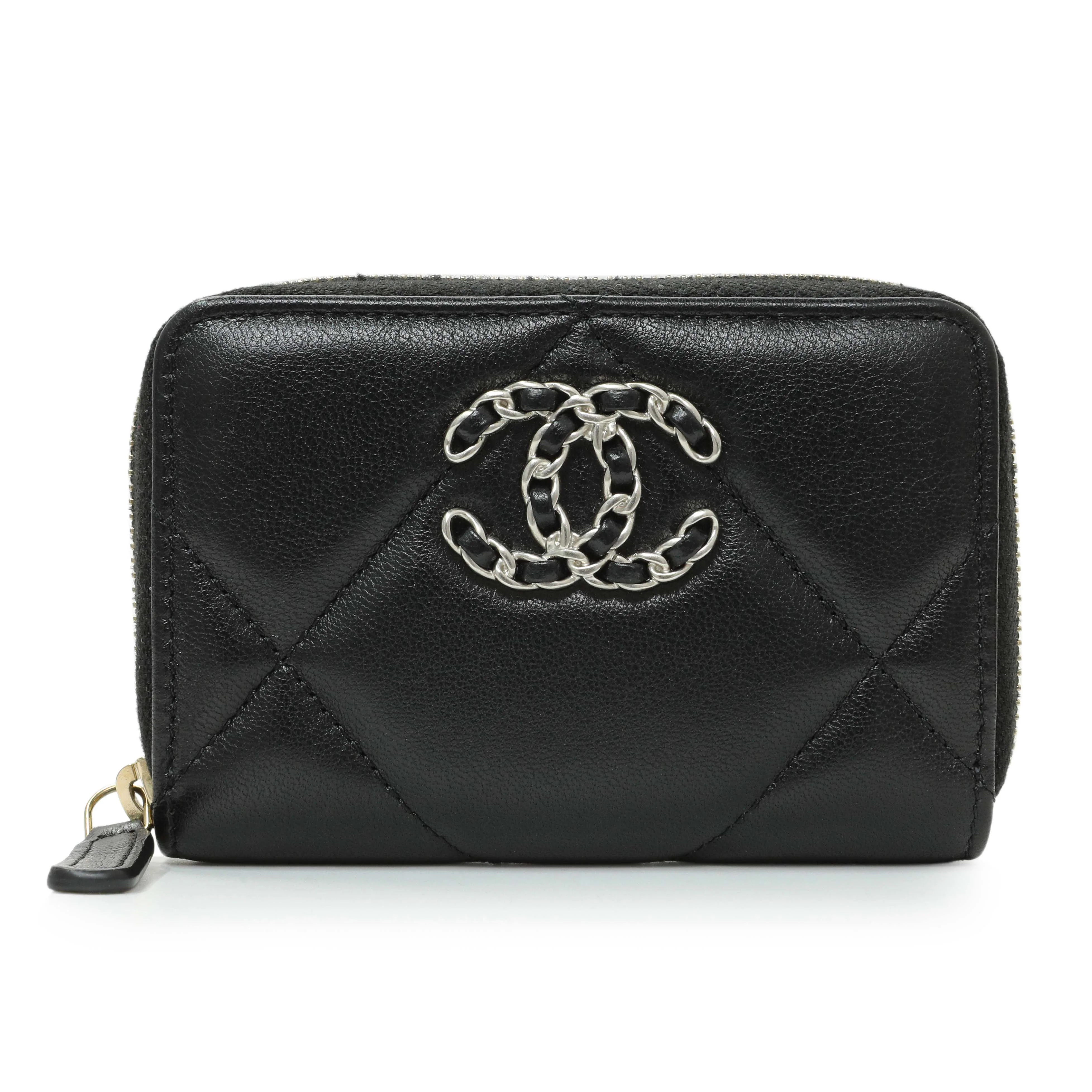 Chanel Black Quilted Lambskin Zip Around 19 Coin Purse