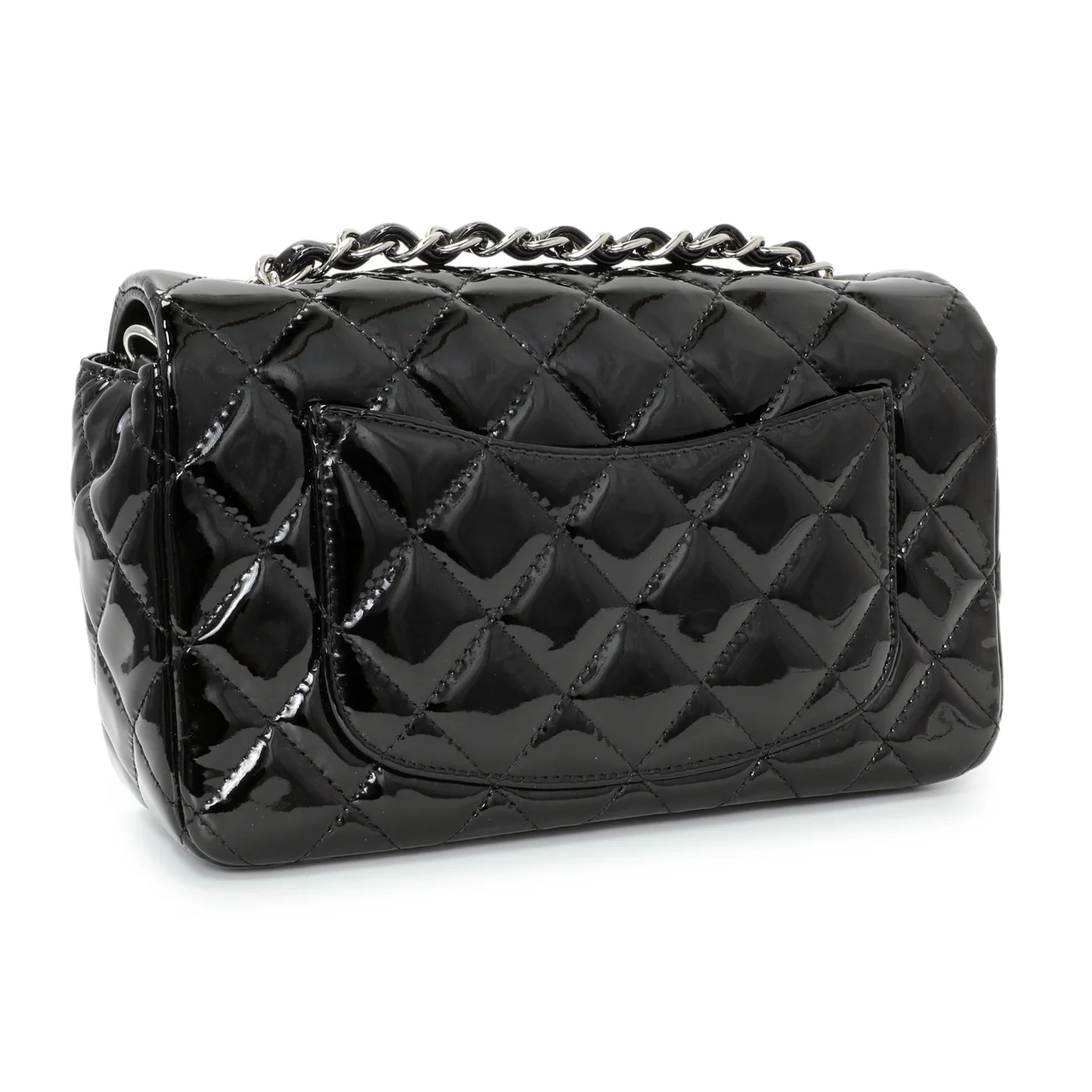 Chanel Black Quilted Patent Mini Rectangular Flap - Image 2