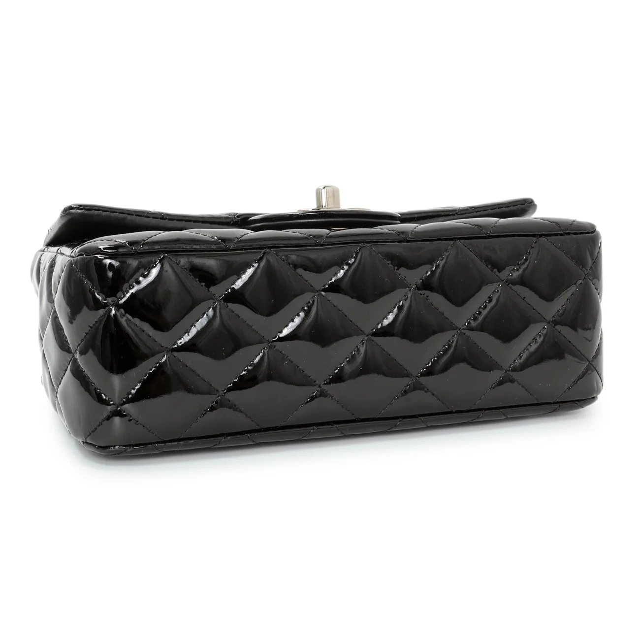 Chanel Black Quilted Patent Mini Rectangular Flap - Image 3