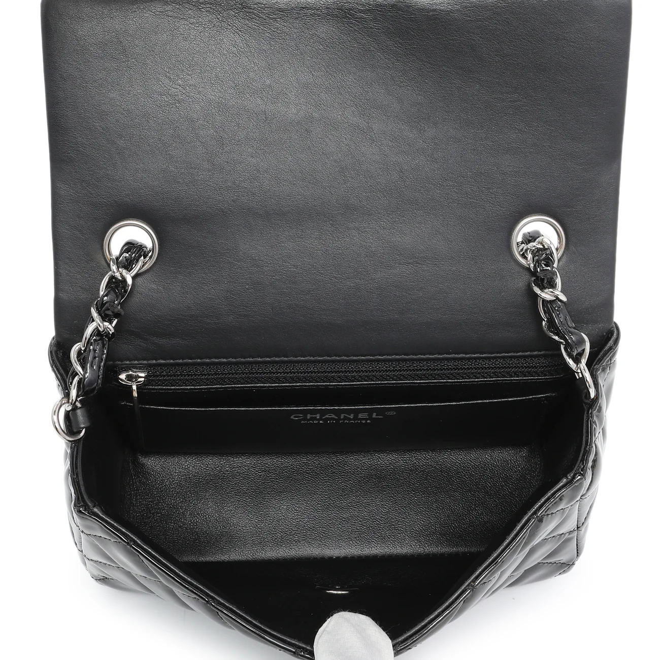 Chanel Black Quilted Patent Mini Rectangular Flap - Image 4