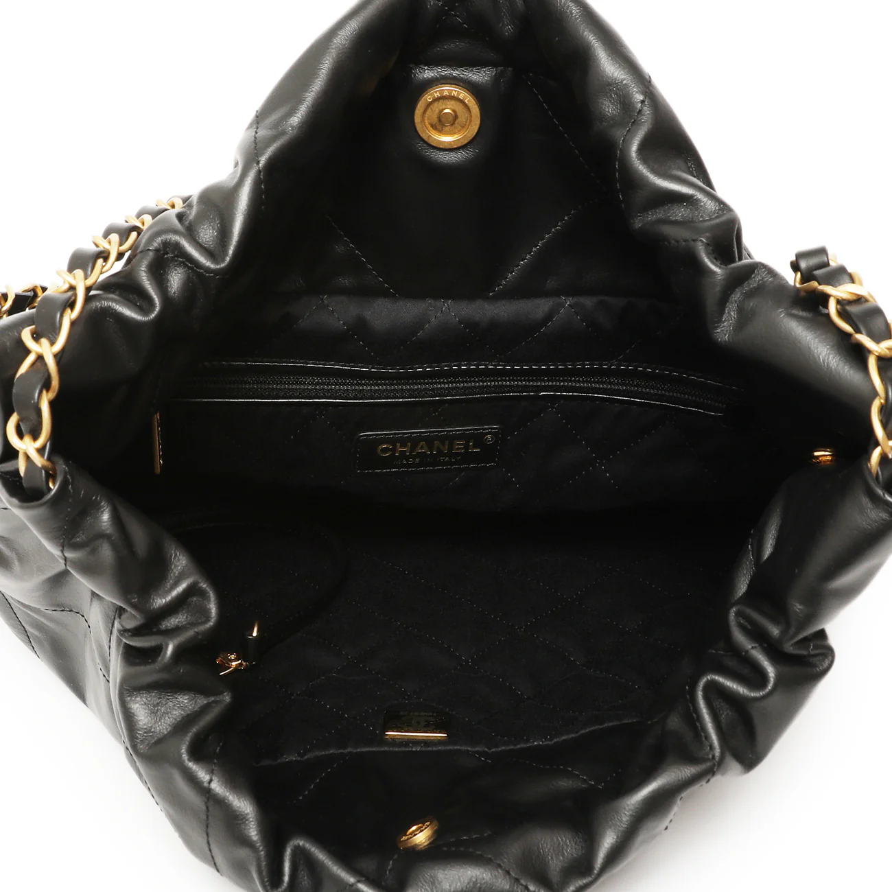 Chanel Black Quilted Shiny Calfskin Small 22 - Image 4