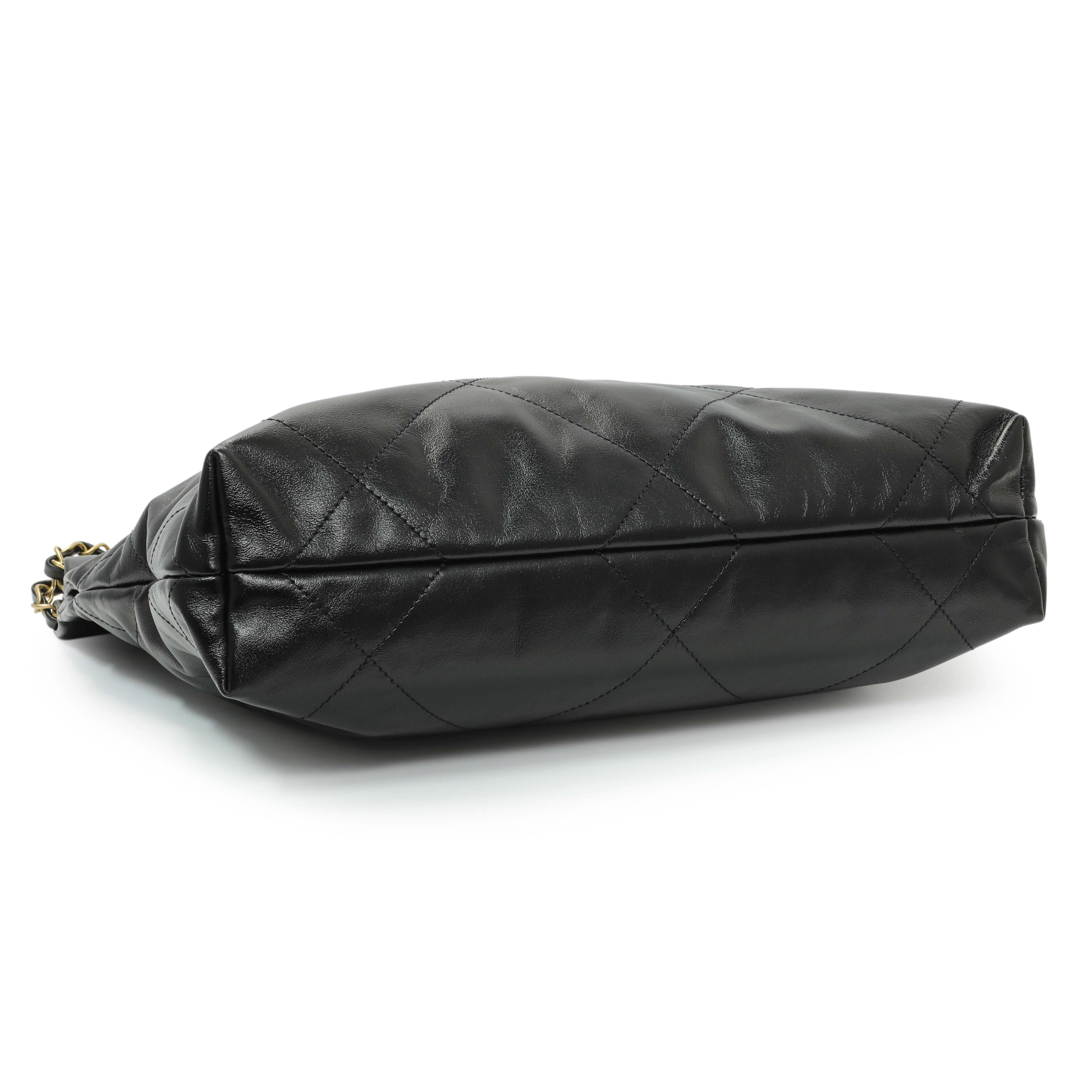 Chanel Black Quilted Shiny Calfskin Small Chanel 22 - Image 3