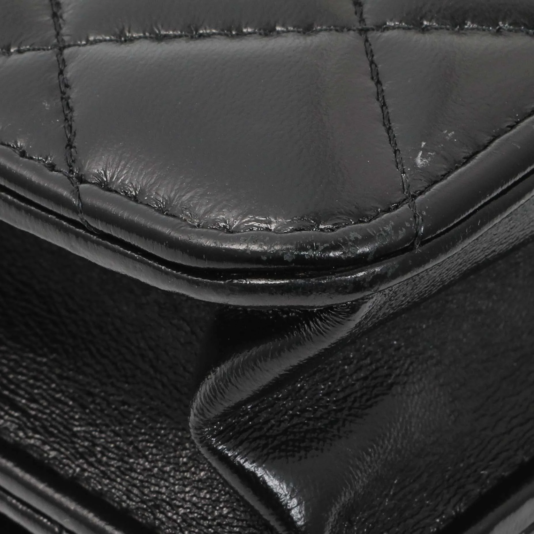 Chanel Black Quilted Shiny Lambskin Golden Links Wallet on Chain - Image 6